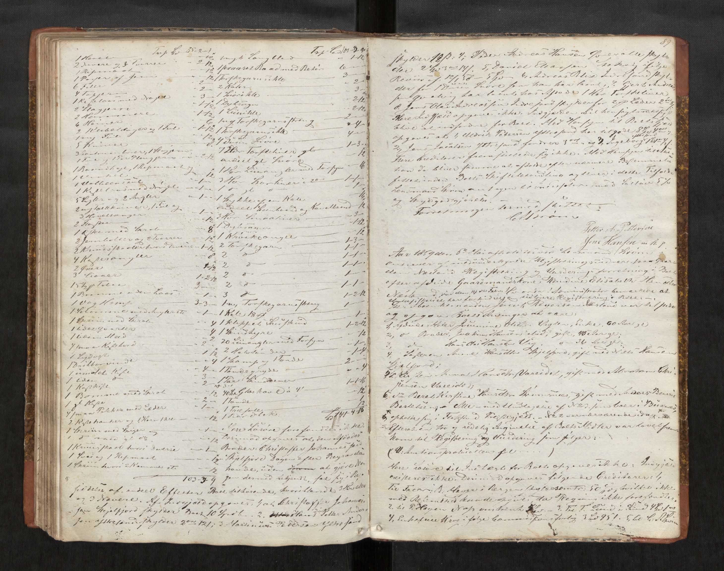 Vesterålen sorenskriveri, AV/SAT-A-4180/1/3/3C/L0001: Skifteregistreringsprotokoll, 1846-1859, s. 89