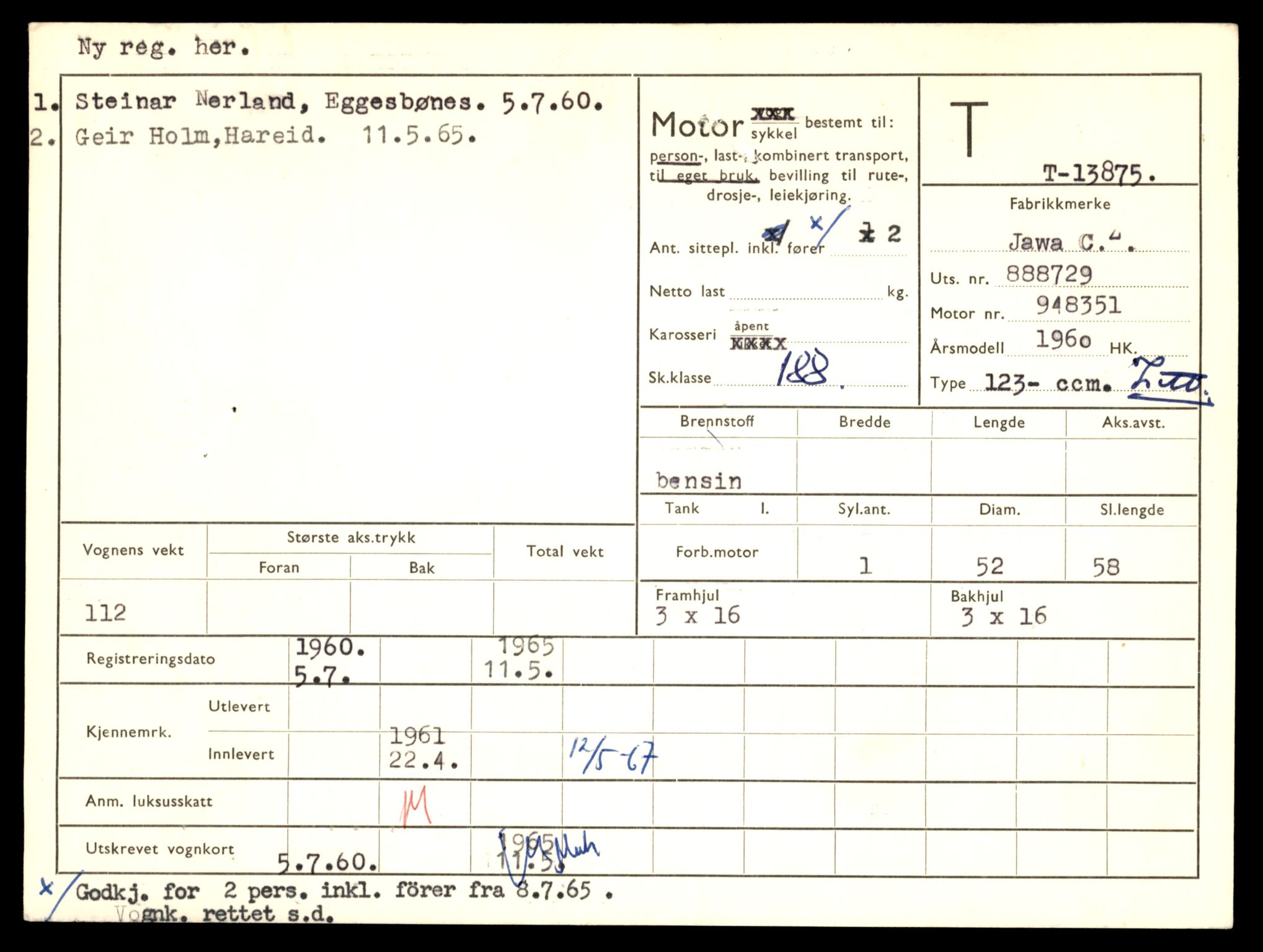 Møre og Romsdal vegkontor - Ålesund trafikkstasjon, AV/SAT-A-4099/F/Fe/L0041: Registreringskort for kjøretøy T 13710 - T 13905, 1927-1998, s. 2911