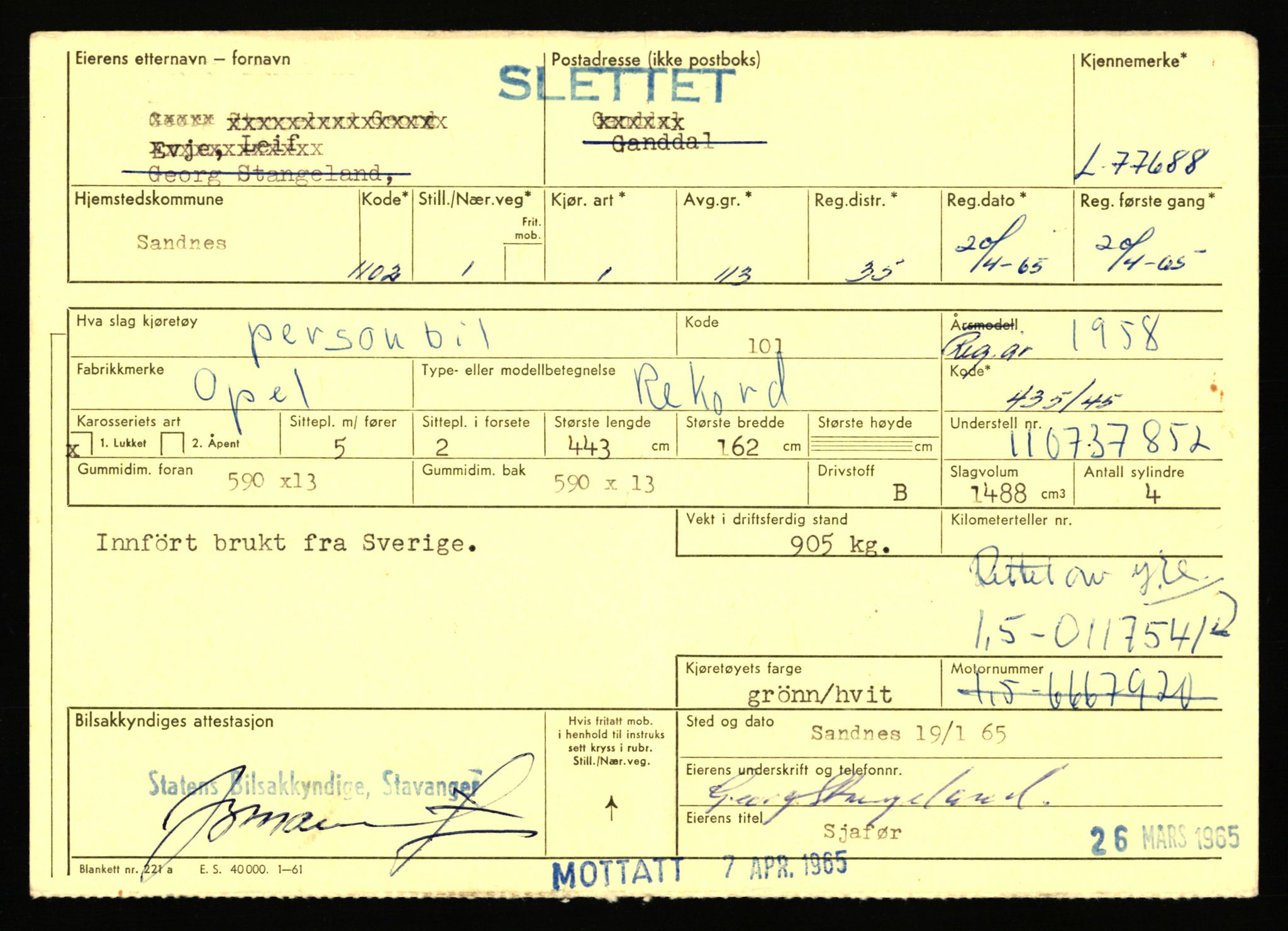 Stavanger trafikkstasjon, AV/SAST-A-101942/0/F/L0069: L-76801 - L-78797, 1930-1971, s. 991