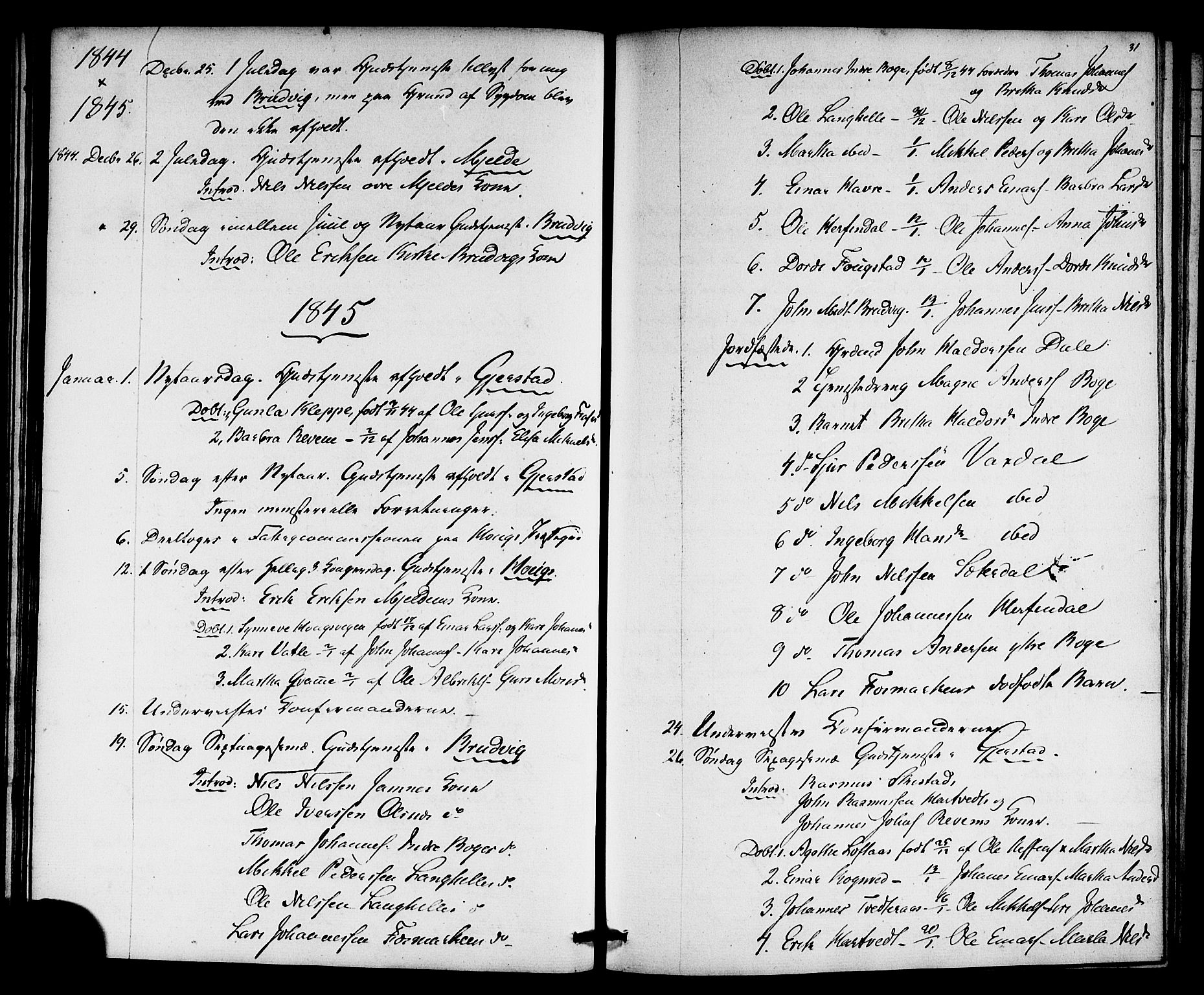 Haus sokneprestembete, SAB/A-75601: Residerende kapellans bok nr. A 2, 1841-1850, s. 31