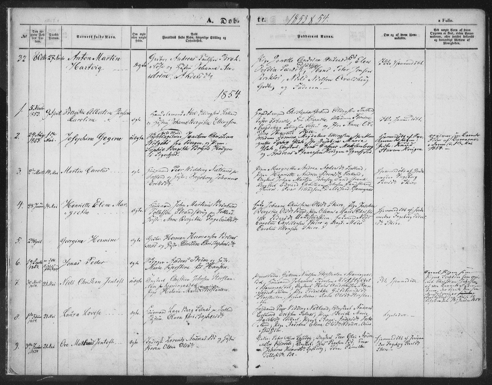 Ministerialprotokoller, klokkerbøker og fødselsregistre - Nordland, SAT/A-1459/895/L1369: Ministerialbok nr. 895A04, 1852-1872, s. 7