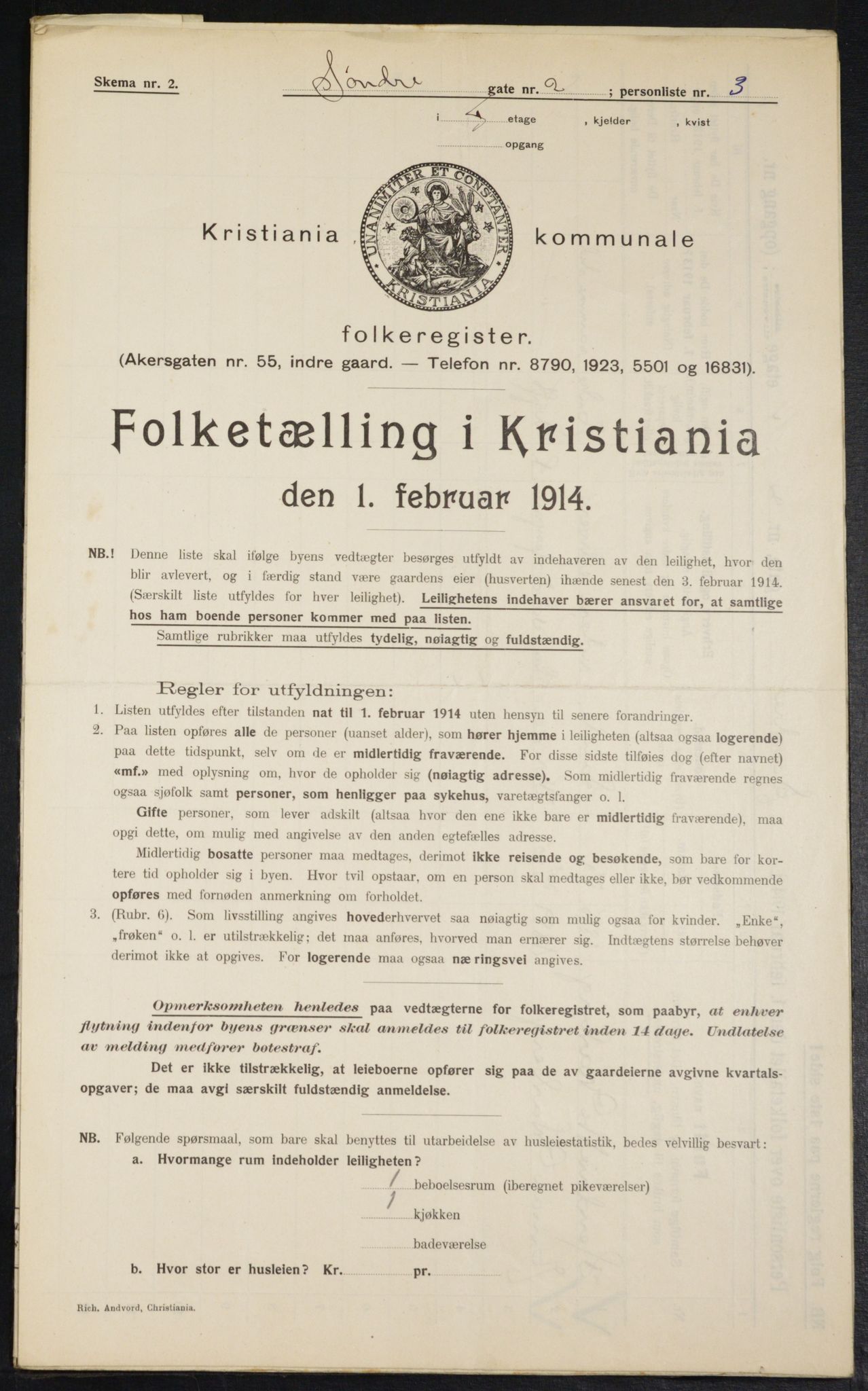 OBA, Kommunal folketelling 1.2.1914 for Kristiania, 1914, s. 107013