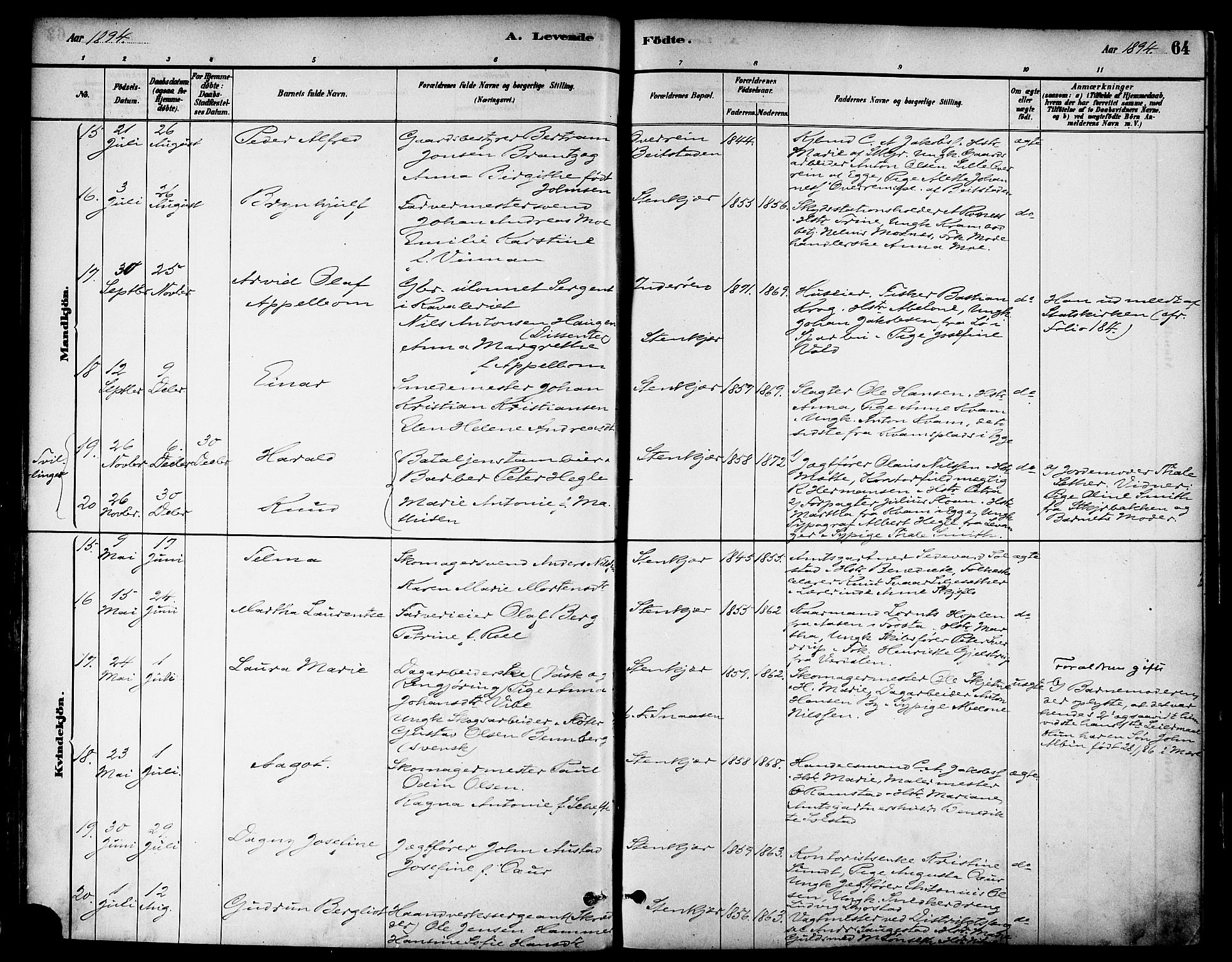 Ministerialprotokoller, klokkerbøker og fødselsregistre - Nord-Trøndelag, SAT/A-1458/739/L0371: Ministerialbok nr. 739A03, 1881-1895, s. 64