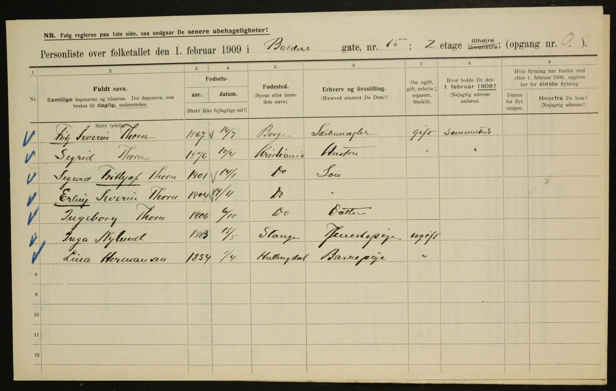 OBA, Kommunal folketelling 1.2.1909 for Kristiania kjøpstad, 1909, s. 3081