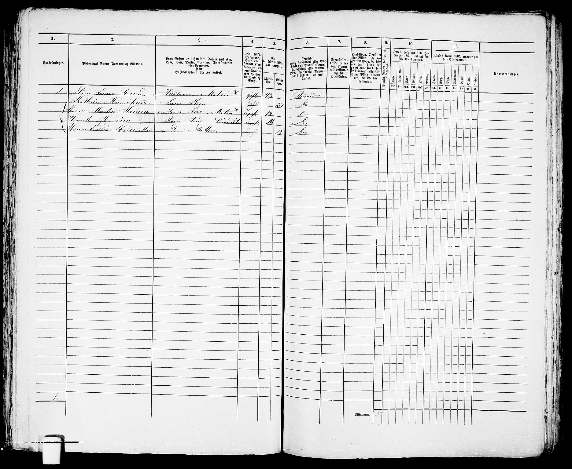 RA, Folketelling 1865 for 0901B Risør prestegjeld, Risør kjøpstad, 1865, s. 522