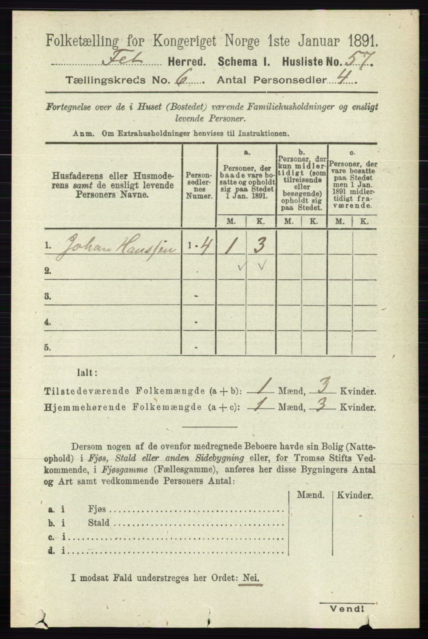 RA, Folketelling 1891 for 0227 Fet herred, 1891, s. 1927