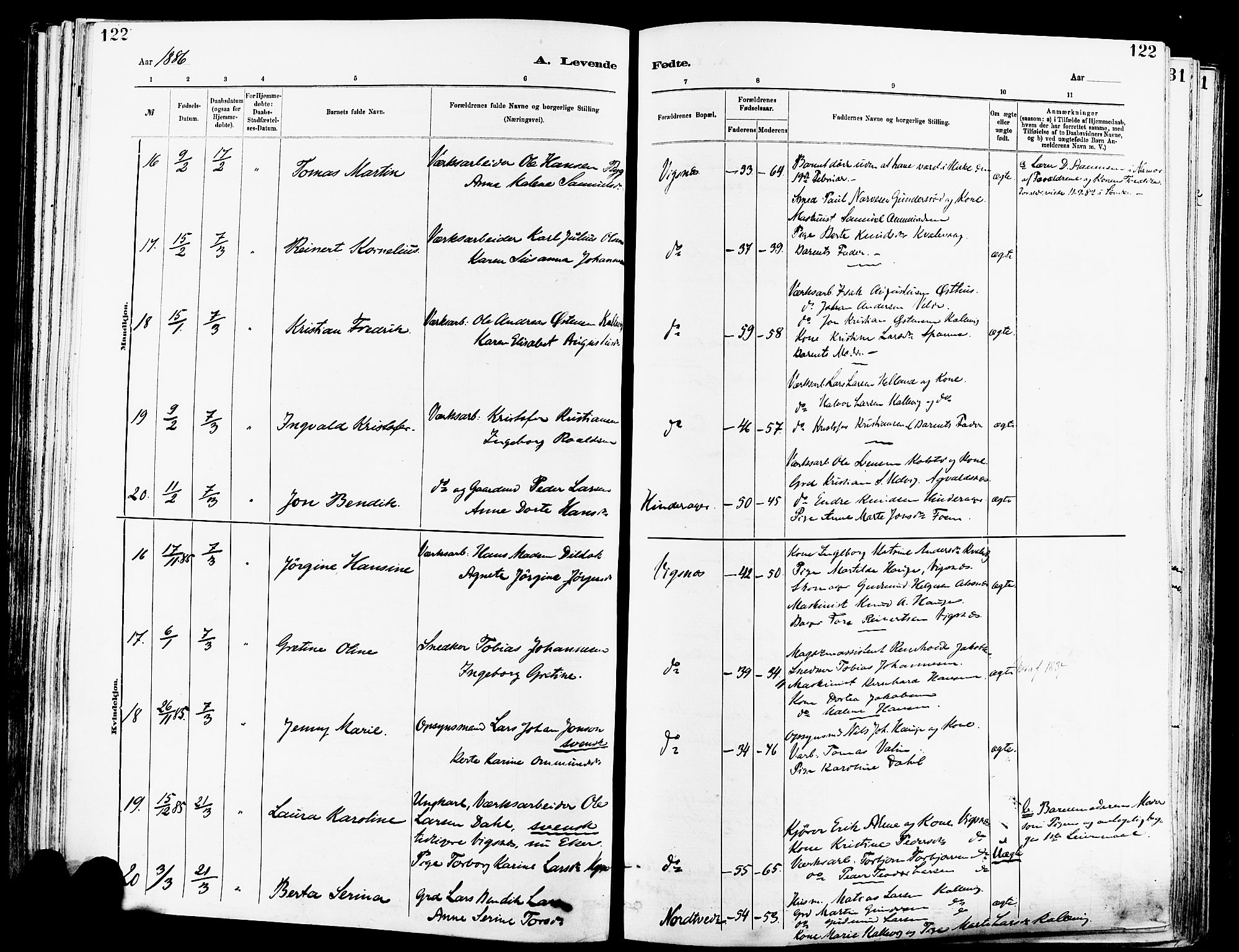 Avaldsnes sokneprestkontor, AV/SAST-A -101851/H/Ha/Haa/L0014: Ministerialbok nr. A 14, 1880-1889, s. 122