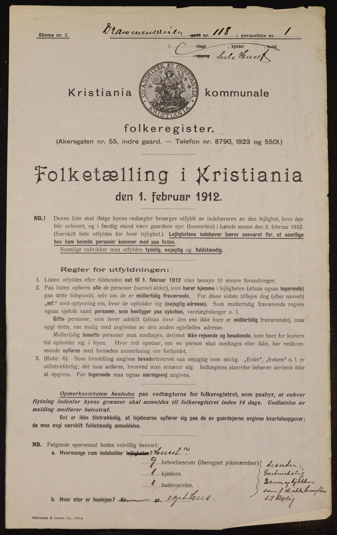 OBA, Kommunal folketelling 1.2.1912 for Kristiania, 1912, s. 17003