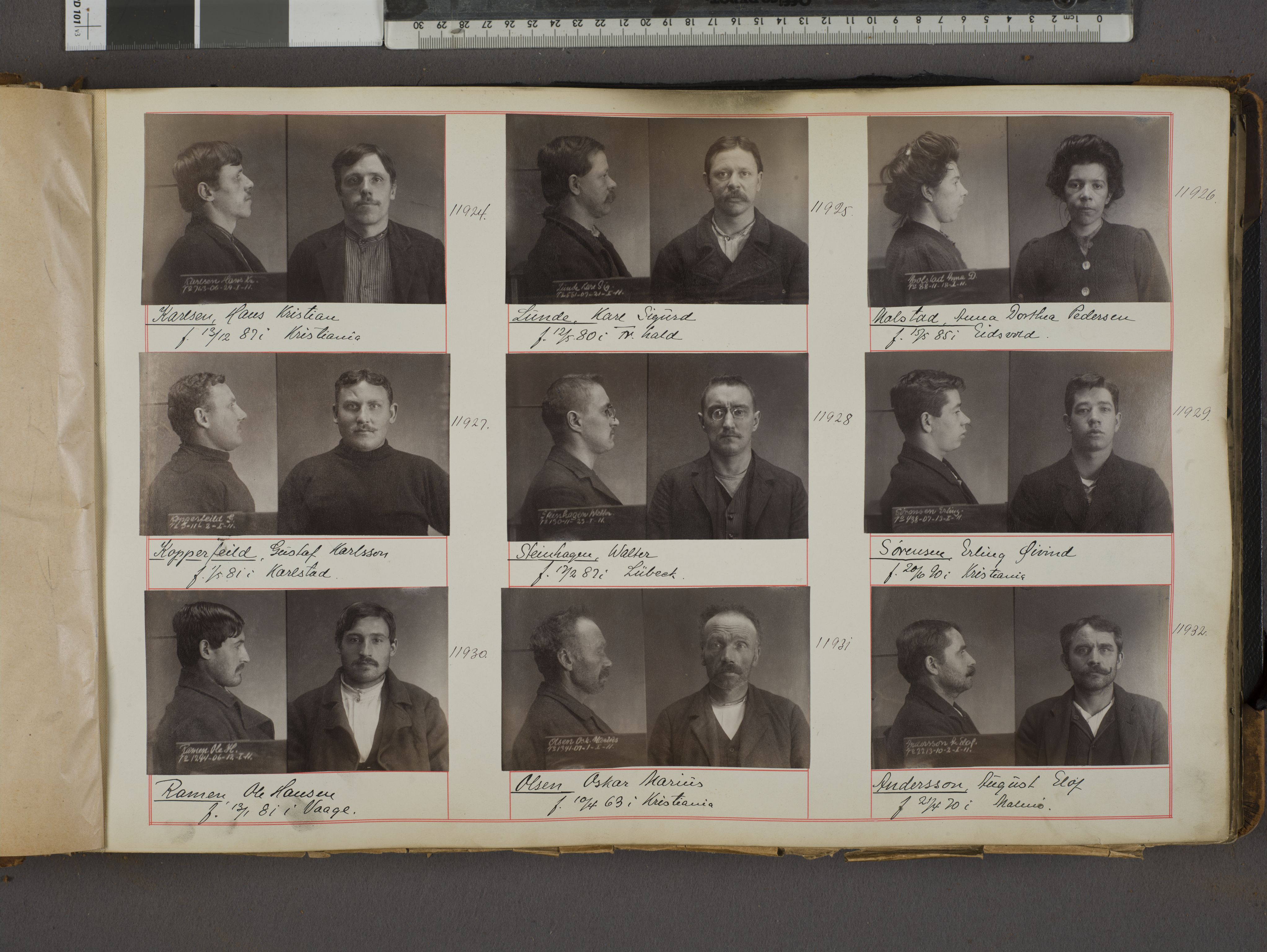Oslo politikammer, Kriminalavdelingen, AV/SAO-A-11137/U/Ua/L0013: Forbryteralbum, 1910-1913, s. 5