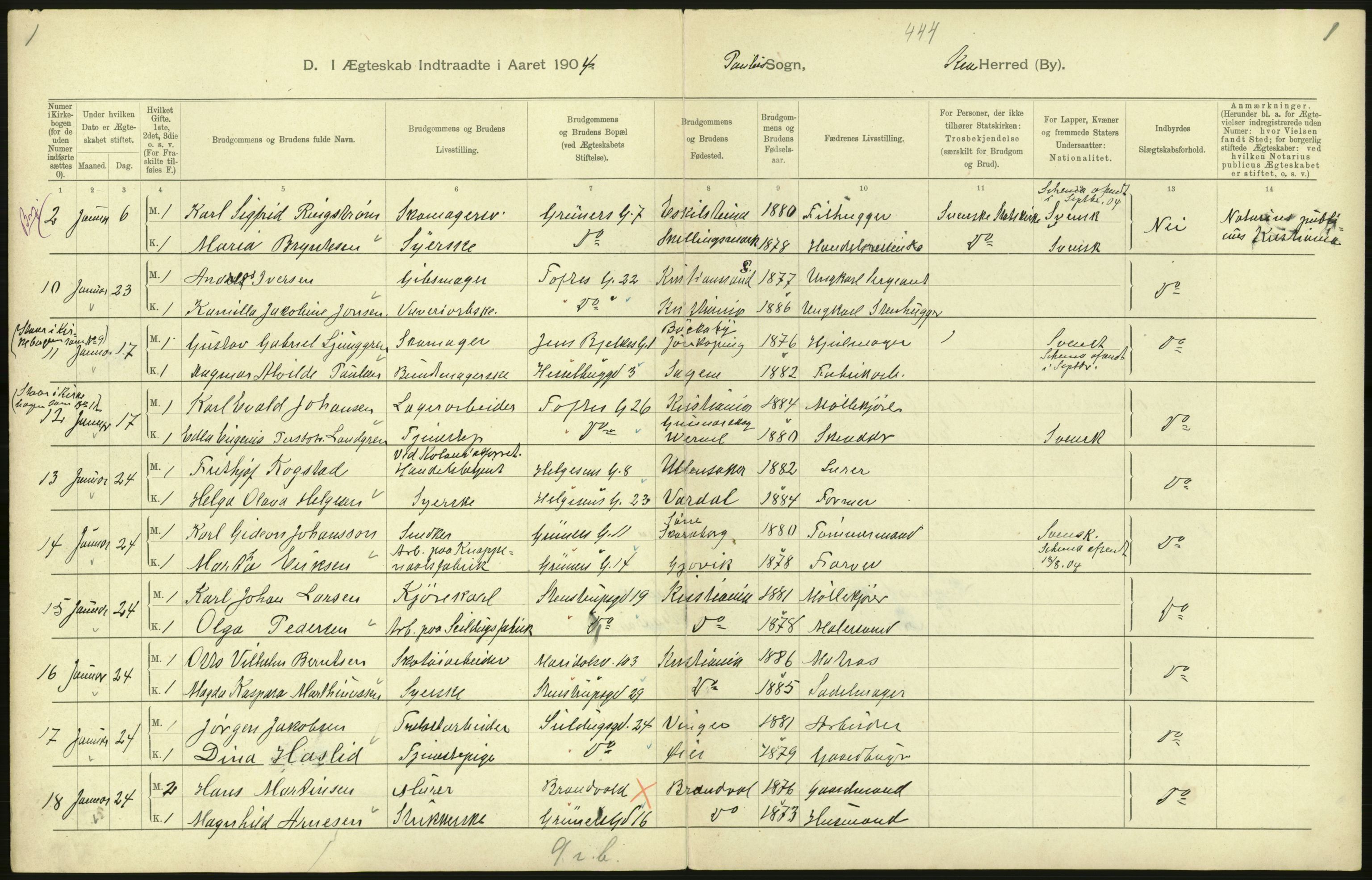 Statistisk sentralbyrå, Sosiodemografiske emner, Befolkning, AV/RA-S-2228/D/Df/Dfa/Dfab/L0004: Kristiania: Gifte, døde, 1904, s. 142