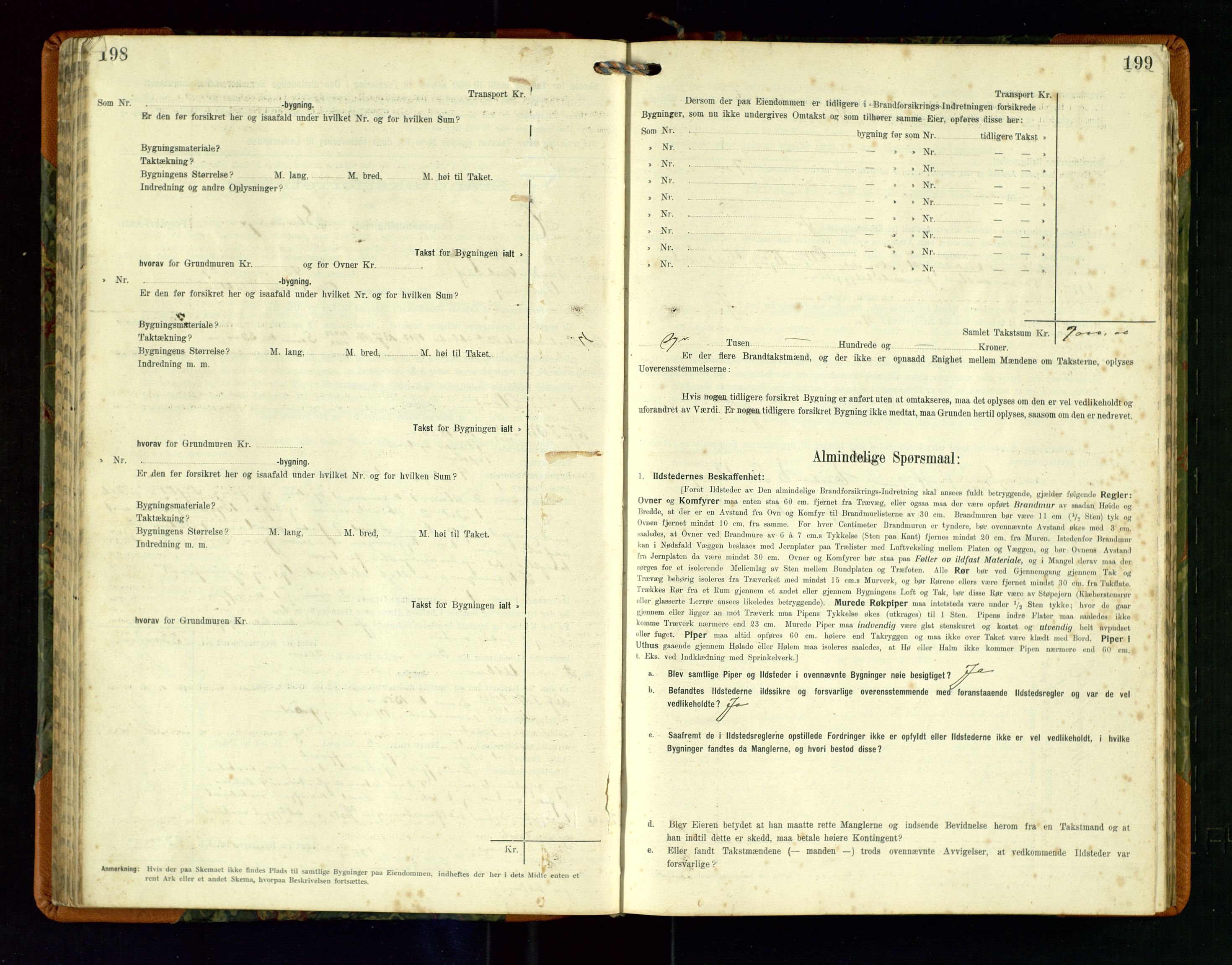 Hå lensmannskontor, SAST/A-100456/Goa/L0004: Takstprotokoll (skjema), 1911-1926, s. 198-199