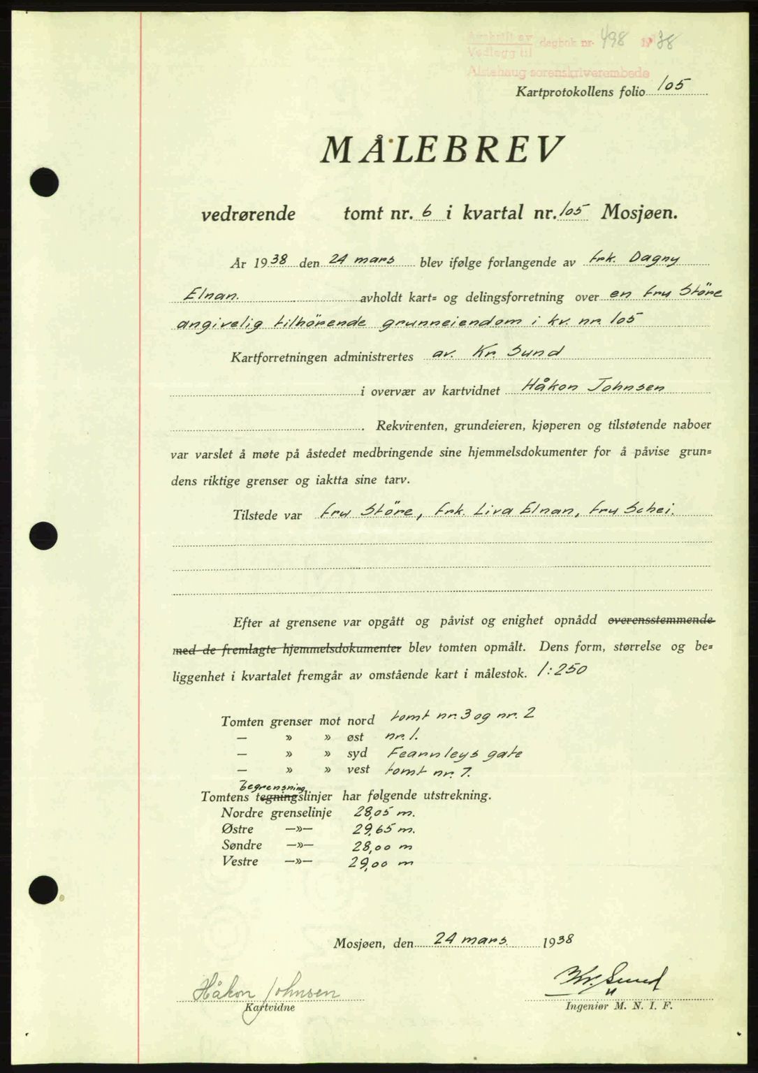 Alstahaug sorenskriveri, SAT/A-1009: Pantebok nr. A3, 1937-1938, Dagboknr: 498/1938