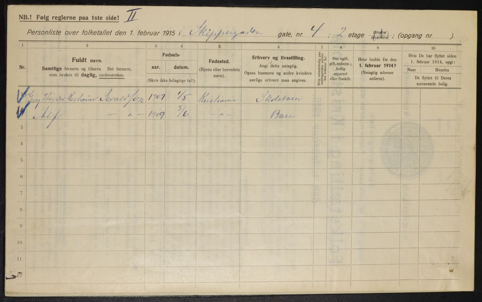 OBA, Kommunal folketelling 1.2.1915 for Kristiania, 1915, s. 95350