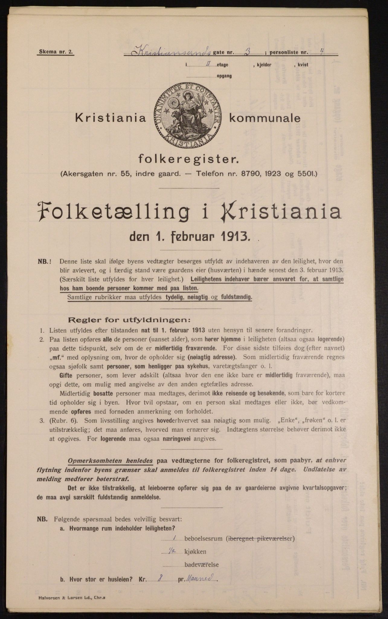 OBA, Kommunal folketelling 1.2.1913 for Kristiania, 1913, s. 53956