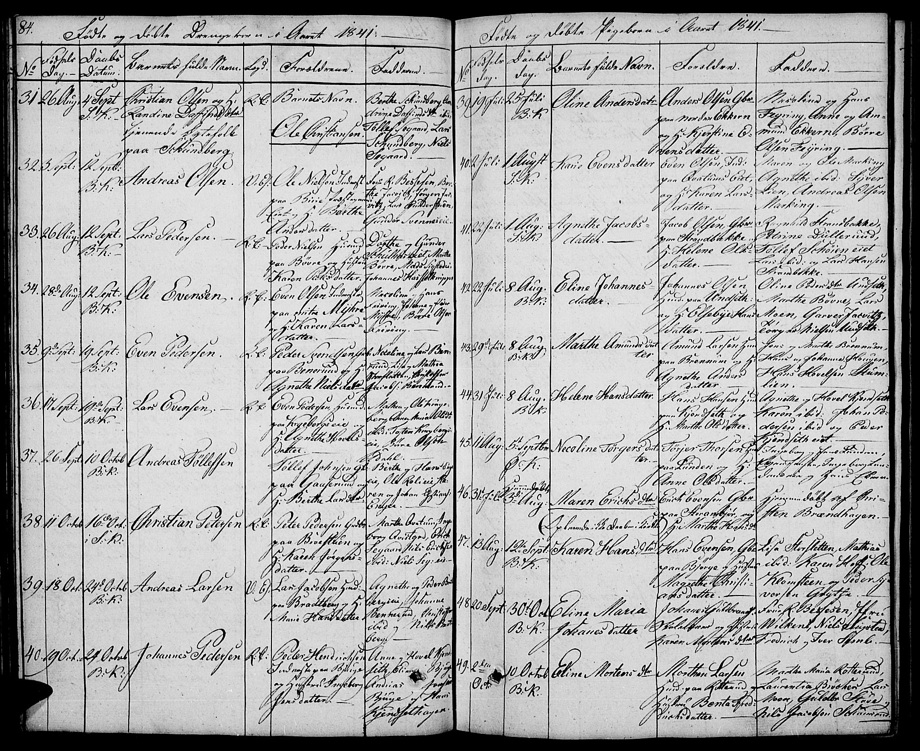Biri prestekontor, AV/SAH-PREST-096/H/Ha/Hab/L0002: Klokkerbok nr. 2, 1828-1842, s. 84