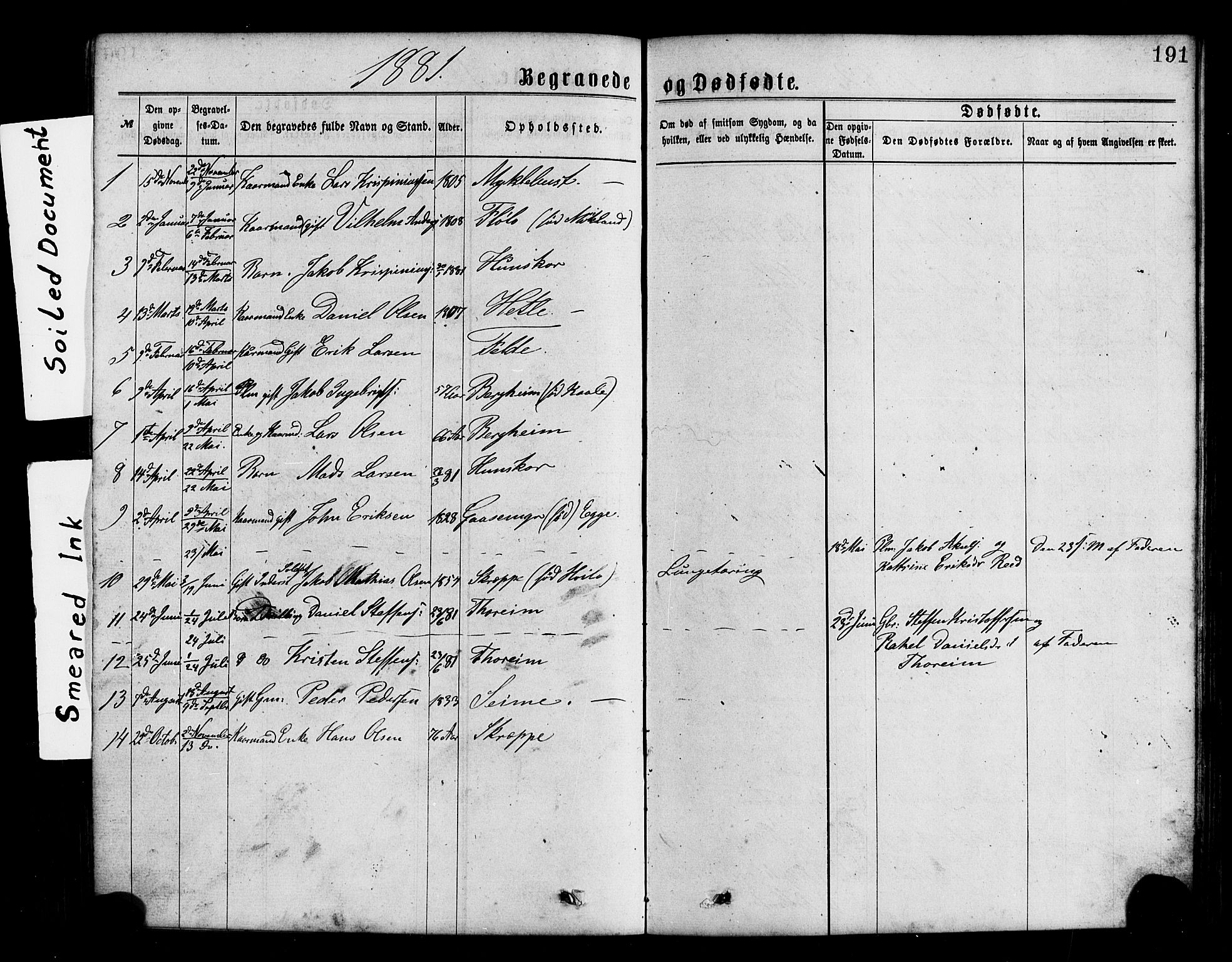 Gloppen sokneprestembete, AV/SAB-A-80101/H/Hab/Habc/L0001: Klokkerbok nr. C 1, 1872-1896, s. 191