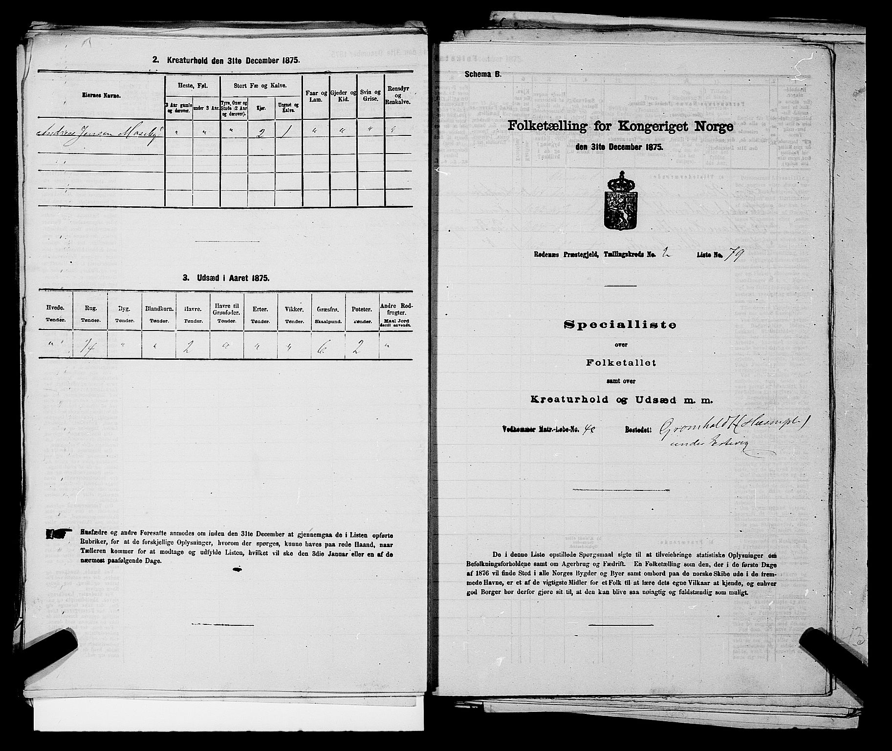 RA, Folketelling 1875 for 0120P Rødenes prestegjeld, 1875, s. 350