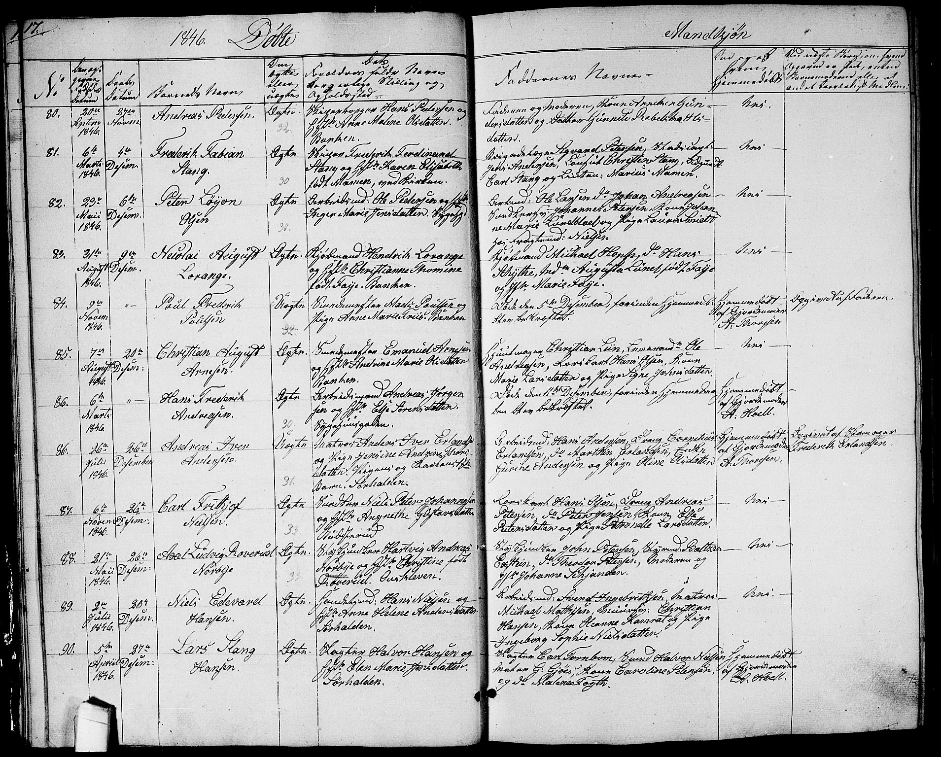 Halden prestekontor Kirkebøker, AV/SAO-A-10909/G/Ga/L0004: Klokkerbok nr. 4, 1845-1854, s. 17