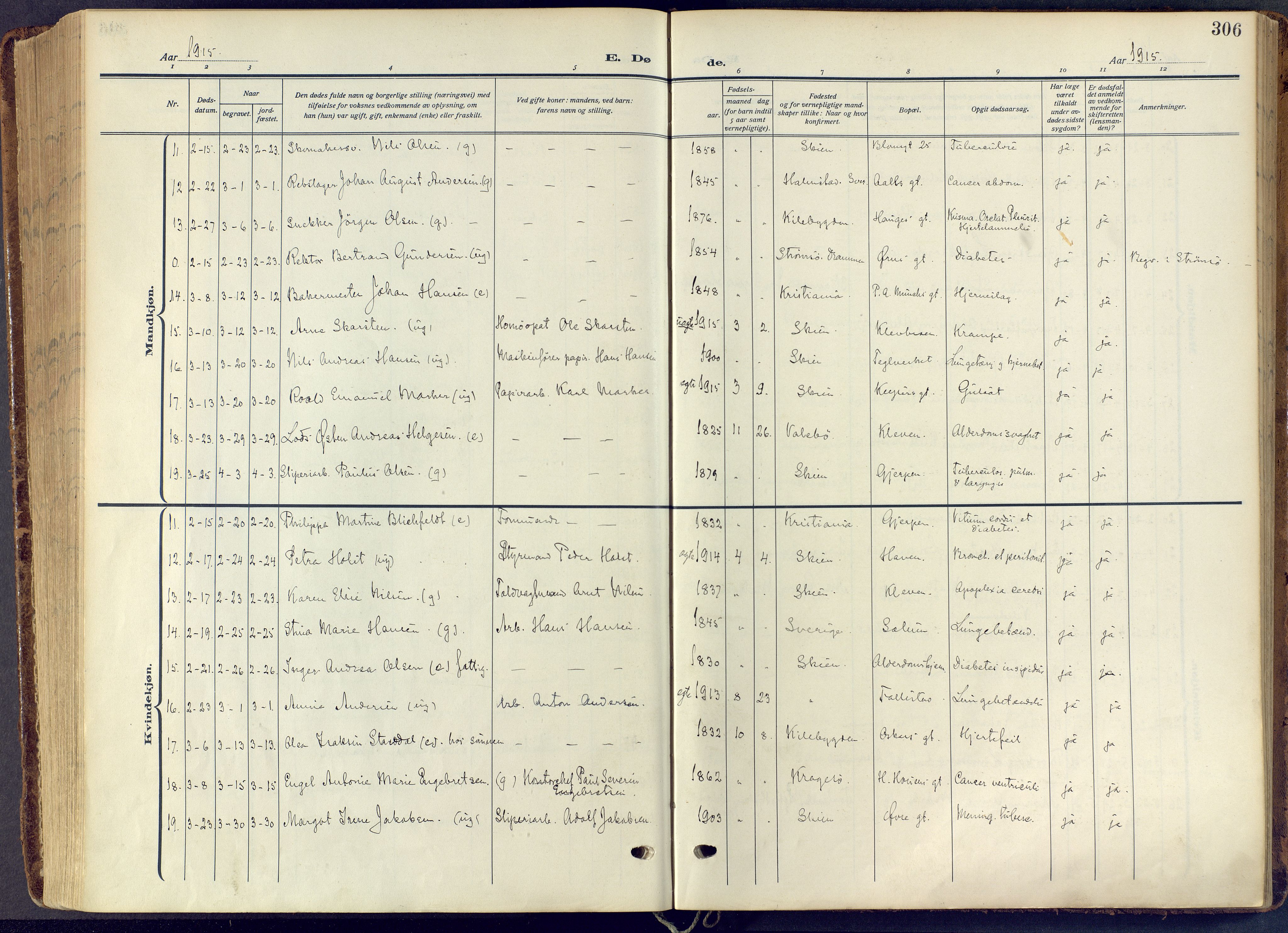 Skien kirkebøker, AV/SAKO-A-302/F/Fa/L0013: Ministerialbok nr. 13, 1915-1921, s. 306