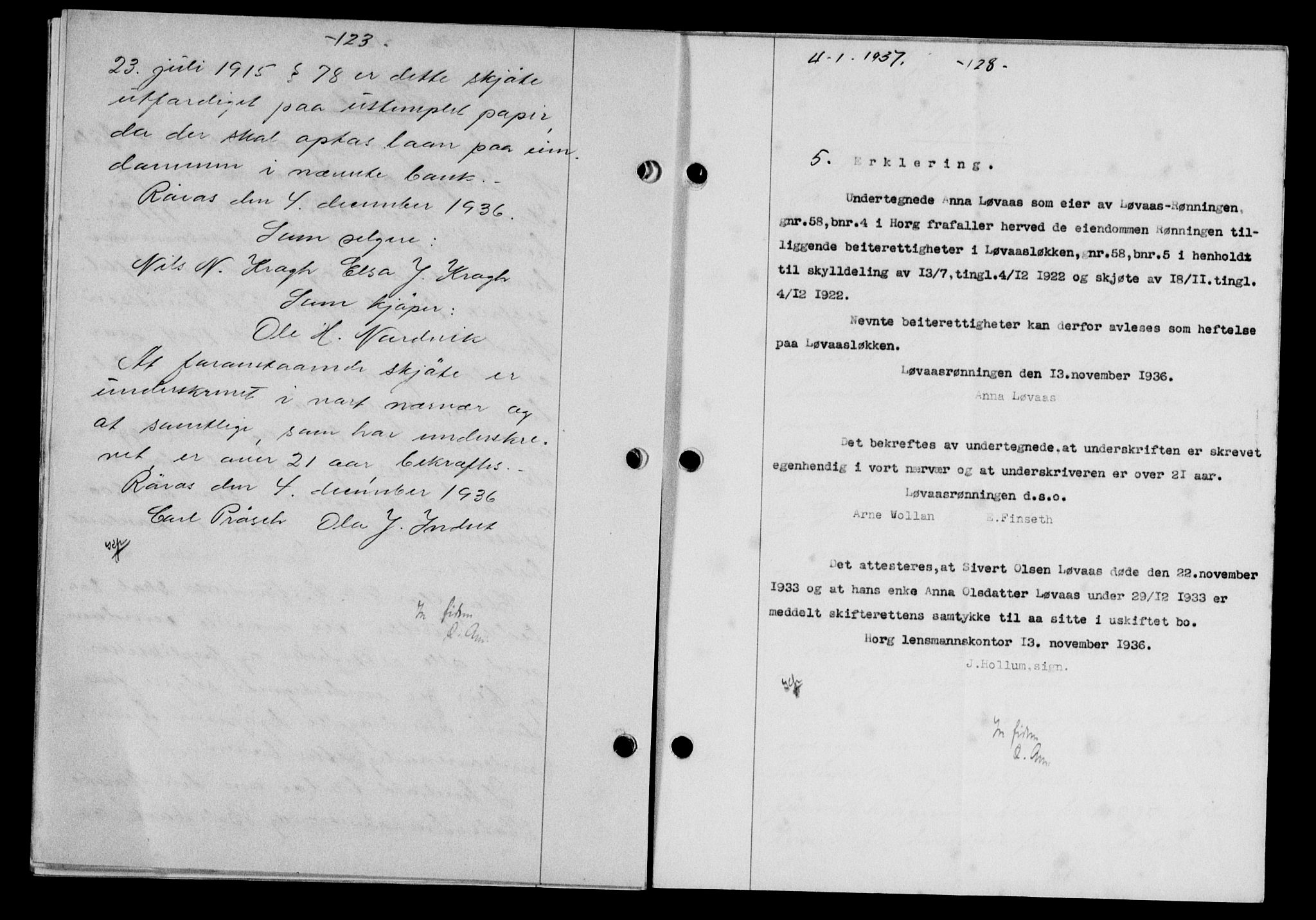 Gauldal sorenskriveri, SAT/A-0014/1/2/2C/L0046: Pantebok nr. 49-50, 1936-1937, Dagboknr: 5/1937