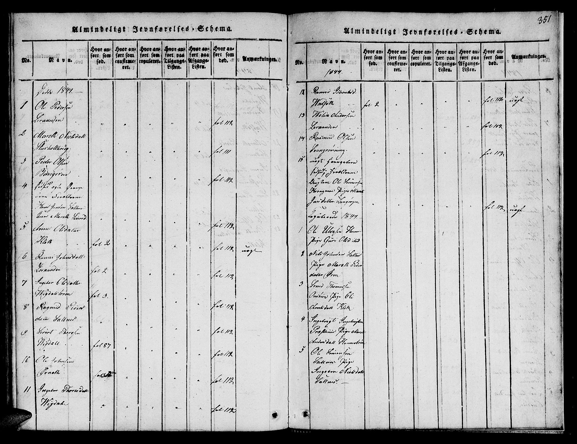 Ministerialprotokoller, klokkerbøker og fødselsregistre - Sør-Trøndelag, SAT/A-1456/666/L0788: Klokkerbok nr. 666C01, 1816-1847, s. 351