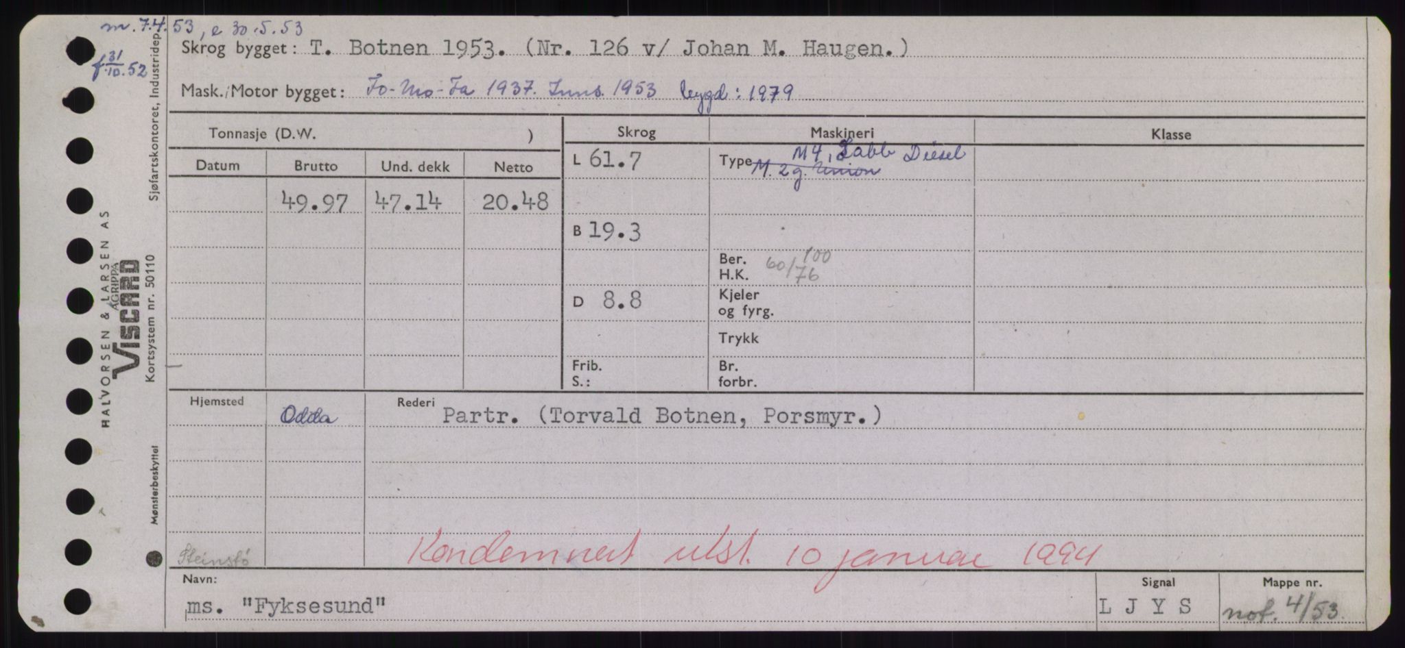 Sjøfartsdirektoratet med forløpere, Skipsmålingen, RA/S-1627/H/Hd/L0011: Fartøy, Fla-Får, s. 621