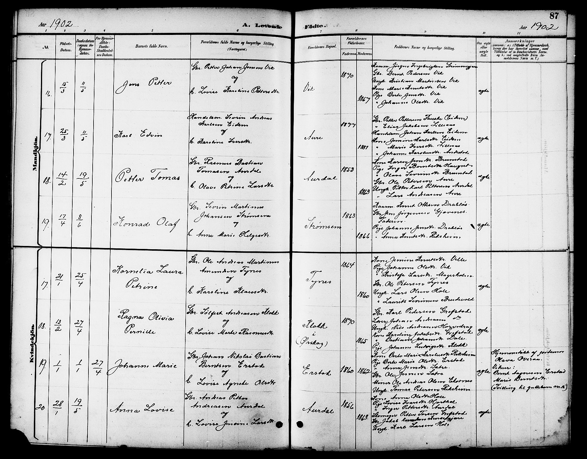 Ministerialprotokoller, klokkerbøker og fødselsregistre - Møre og Romsdal, AV/SAT-A-1454/523/L0340: Klokkerbok nr. 523C03, 1892-1902, s. 87