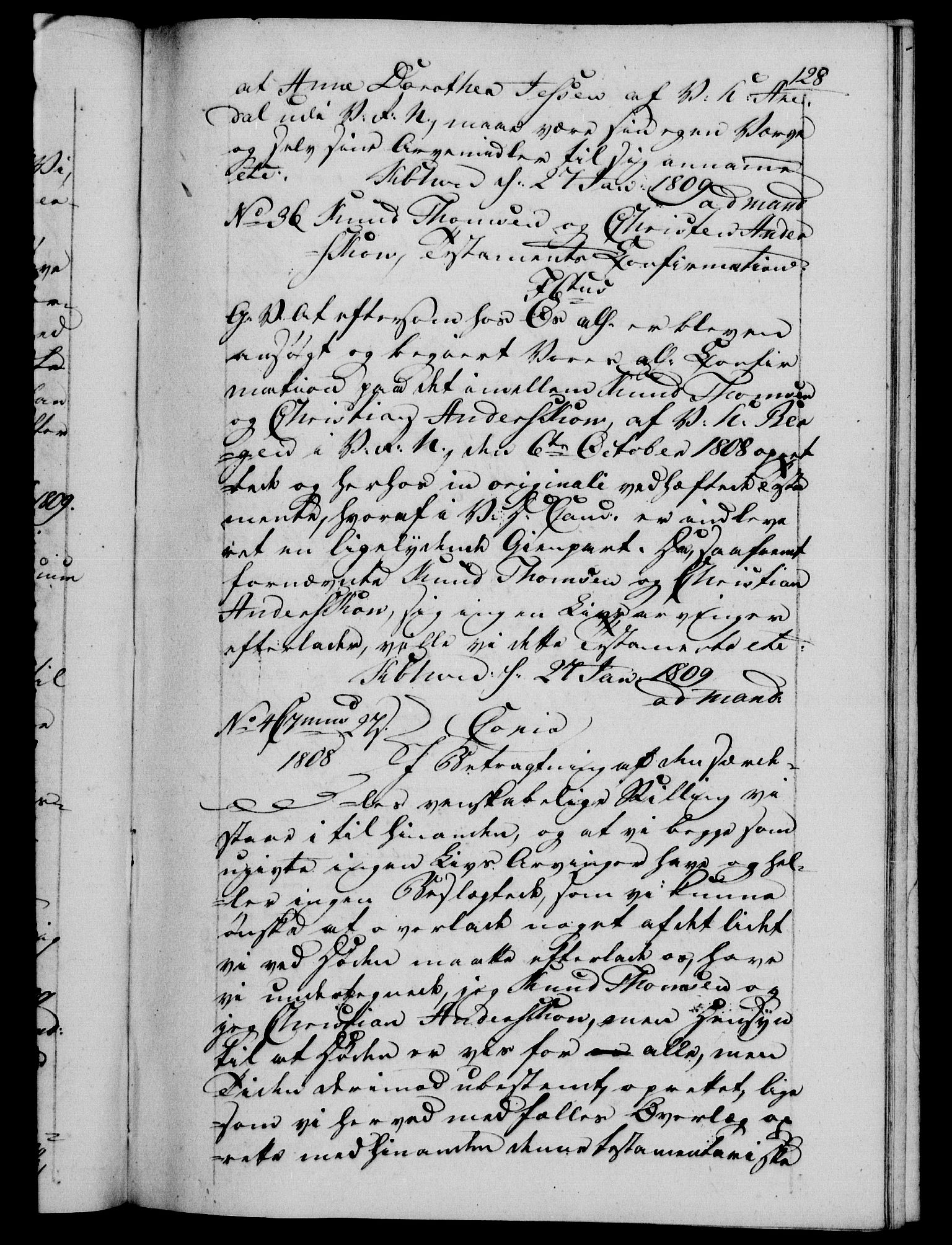 Danske Kanselli 1800-1814, RA/EA-3024/H/Hf/Hfb/Hfba/L0004: Registranter, 1808-1810, s. 128a