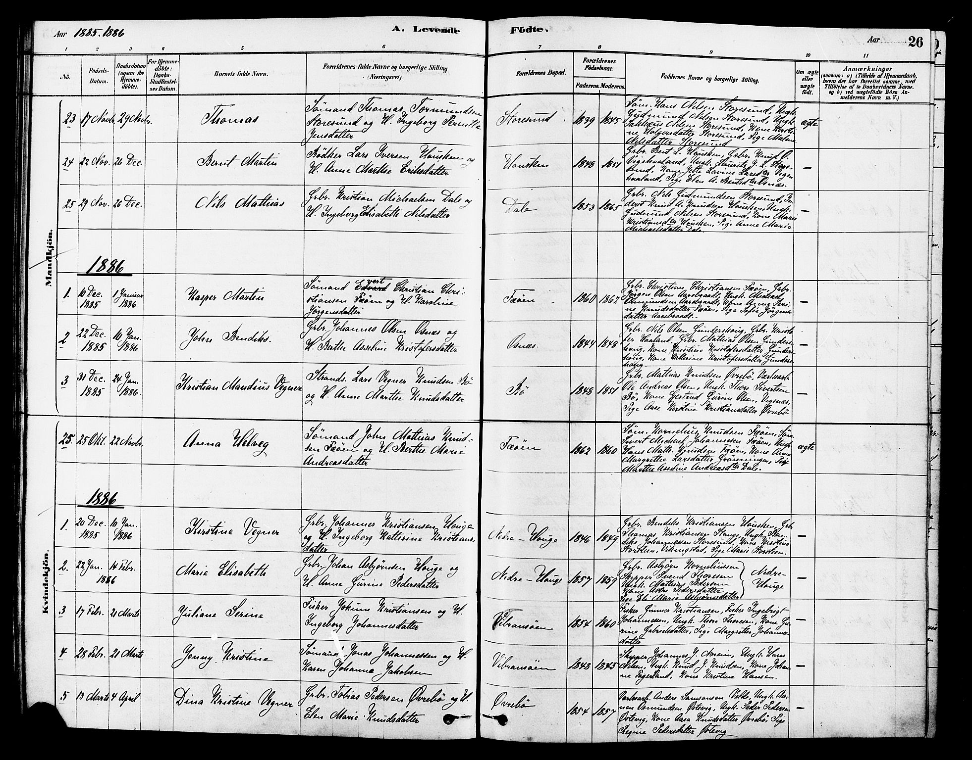 Torvastad sokneprestkontor, SAST/A -101857/H/Ha/Haa/L0014: Ministerialbok nr. A 13, 1879-1888, s. 26