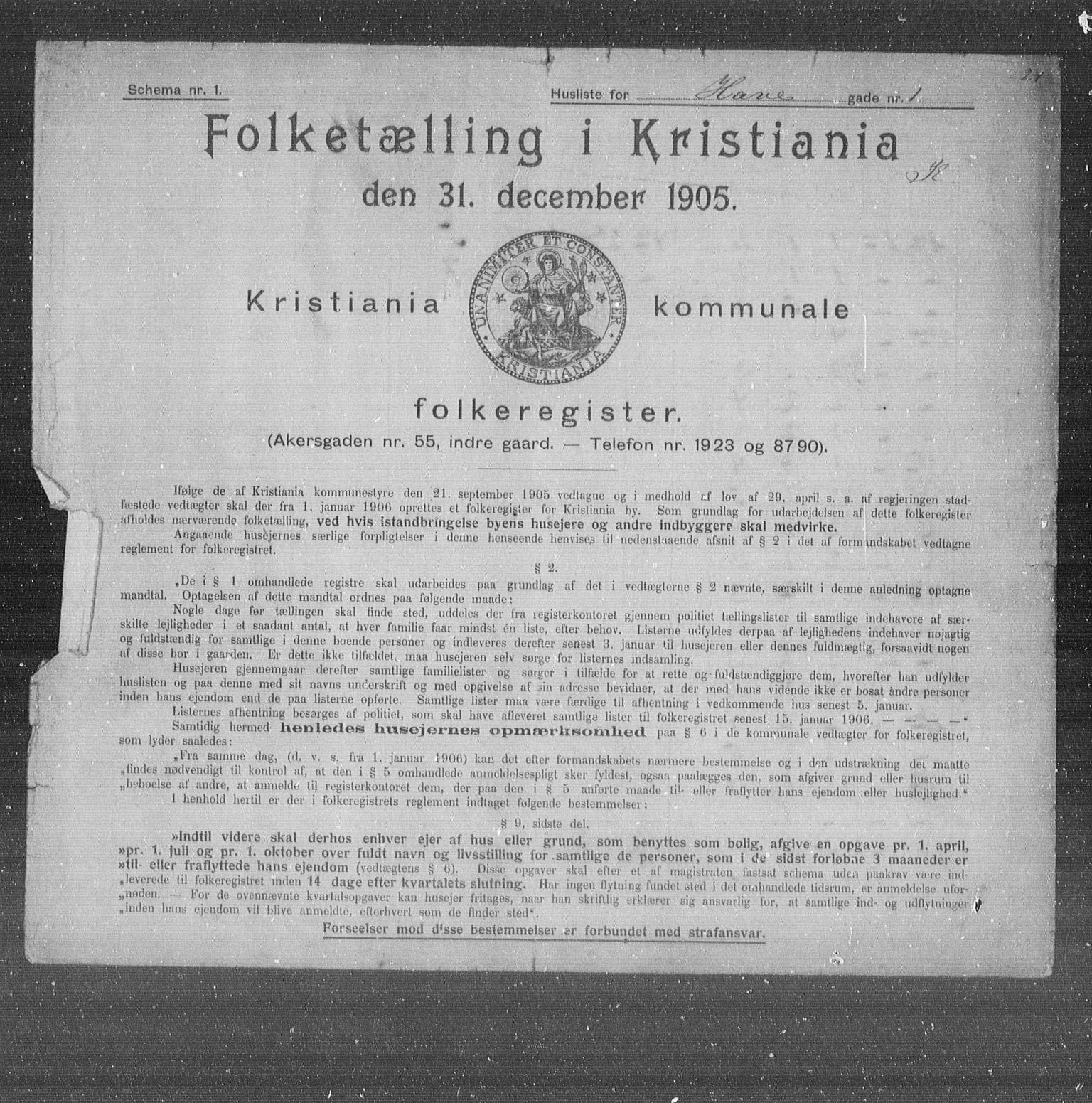 OBA, Kommunal folketelling 31.12.1905 for Kristiania kjøpstad, 1905, s. 18461