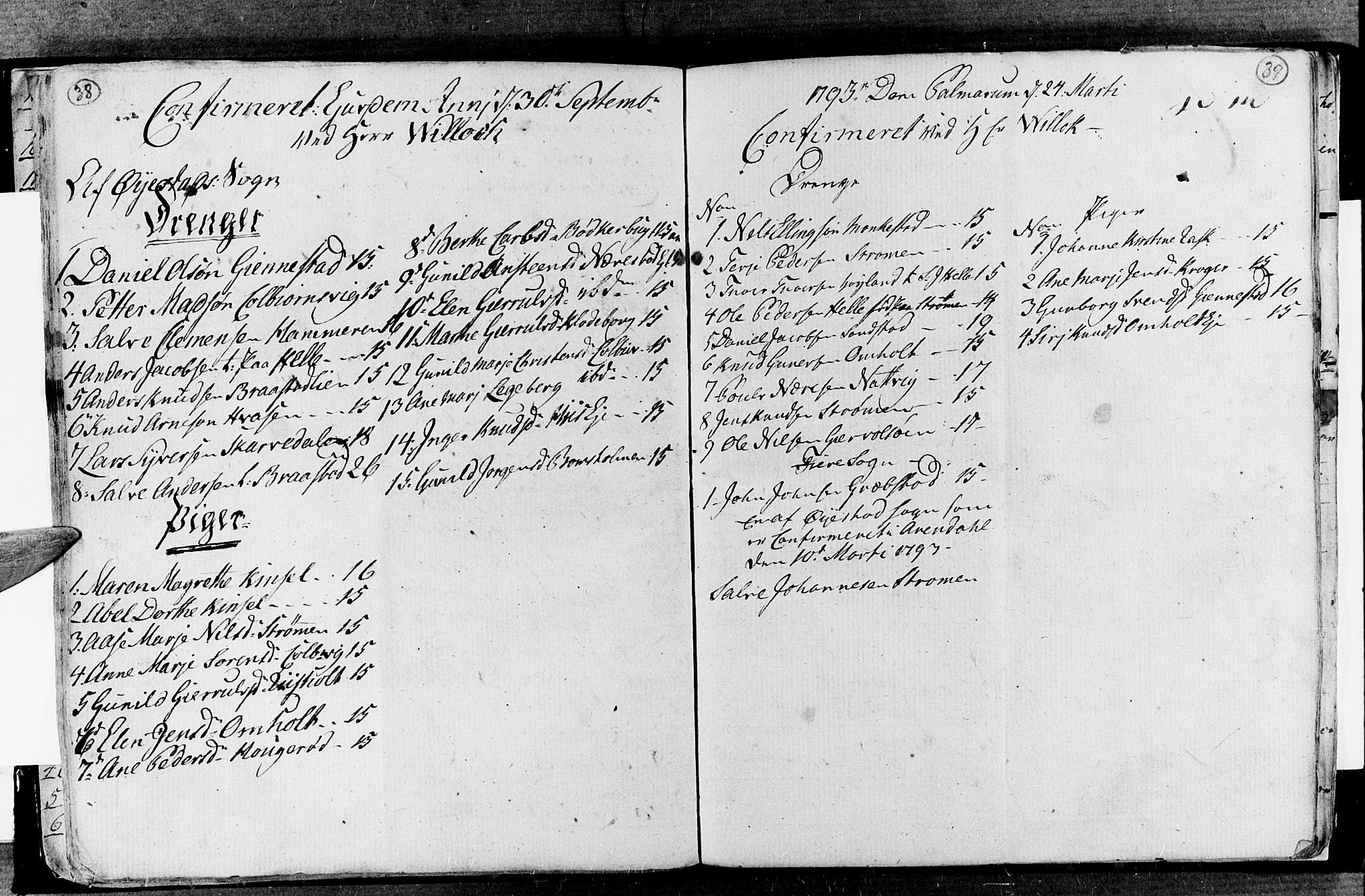 Øyestad sokneprestkontor, SAK/1111-0049/F/Fa/L0010: Ministerialbok nr. A 10, 1774-1810, s. 38-39