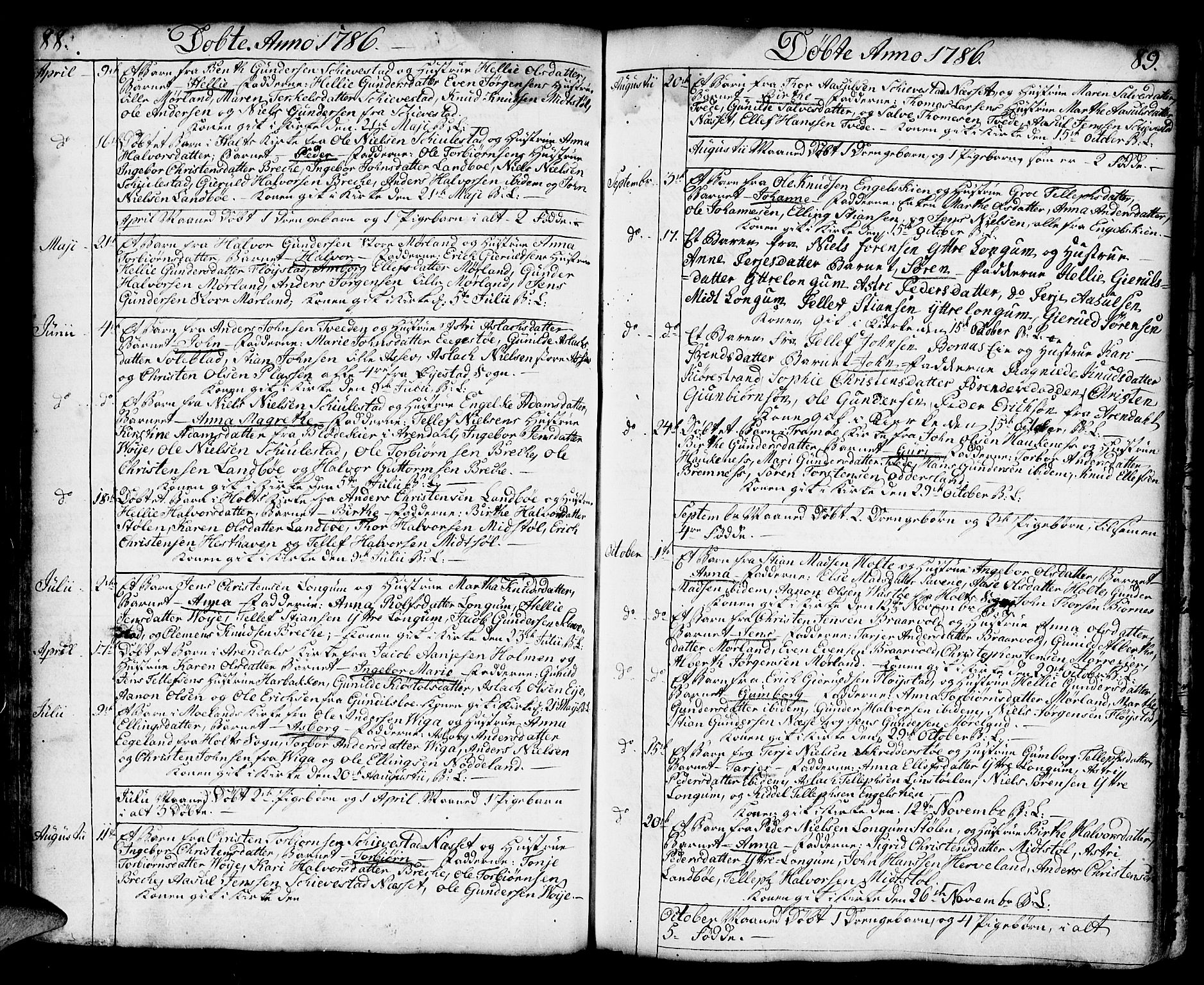 Austre Moland sokneprestkontor, SAK/1111-0001/F/Fa/Faa/L0002: Ministerialbok nr. A 2, 1747-1808, s. 88-89
