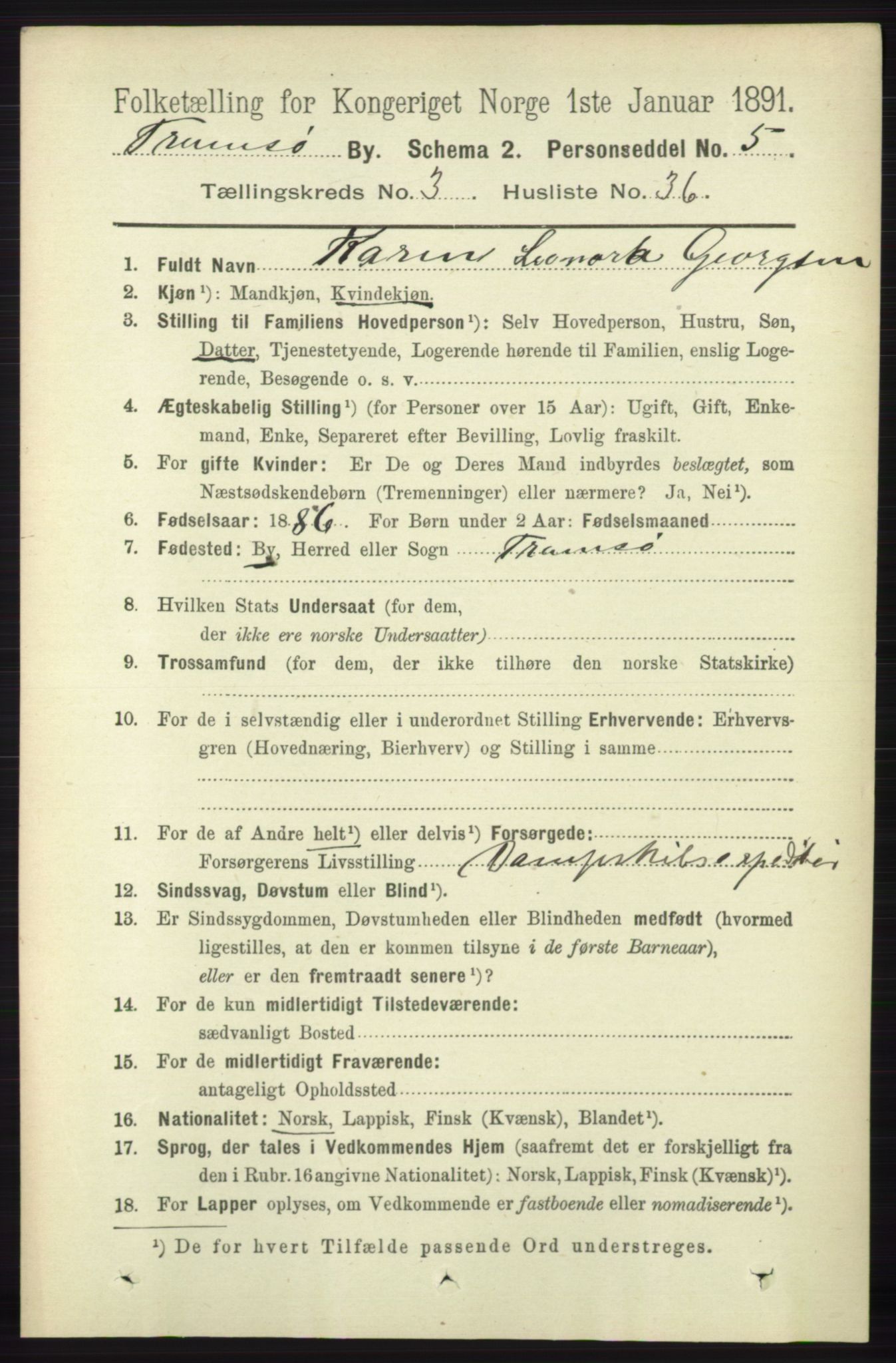 RA, Folketelling 1891 for 1902 Tromsø kjøpstad, 1891, s. 3502