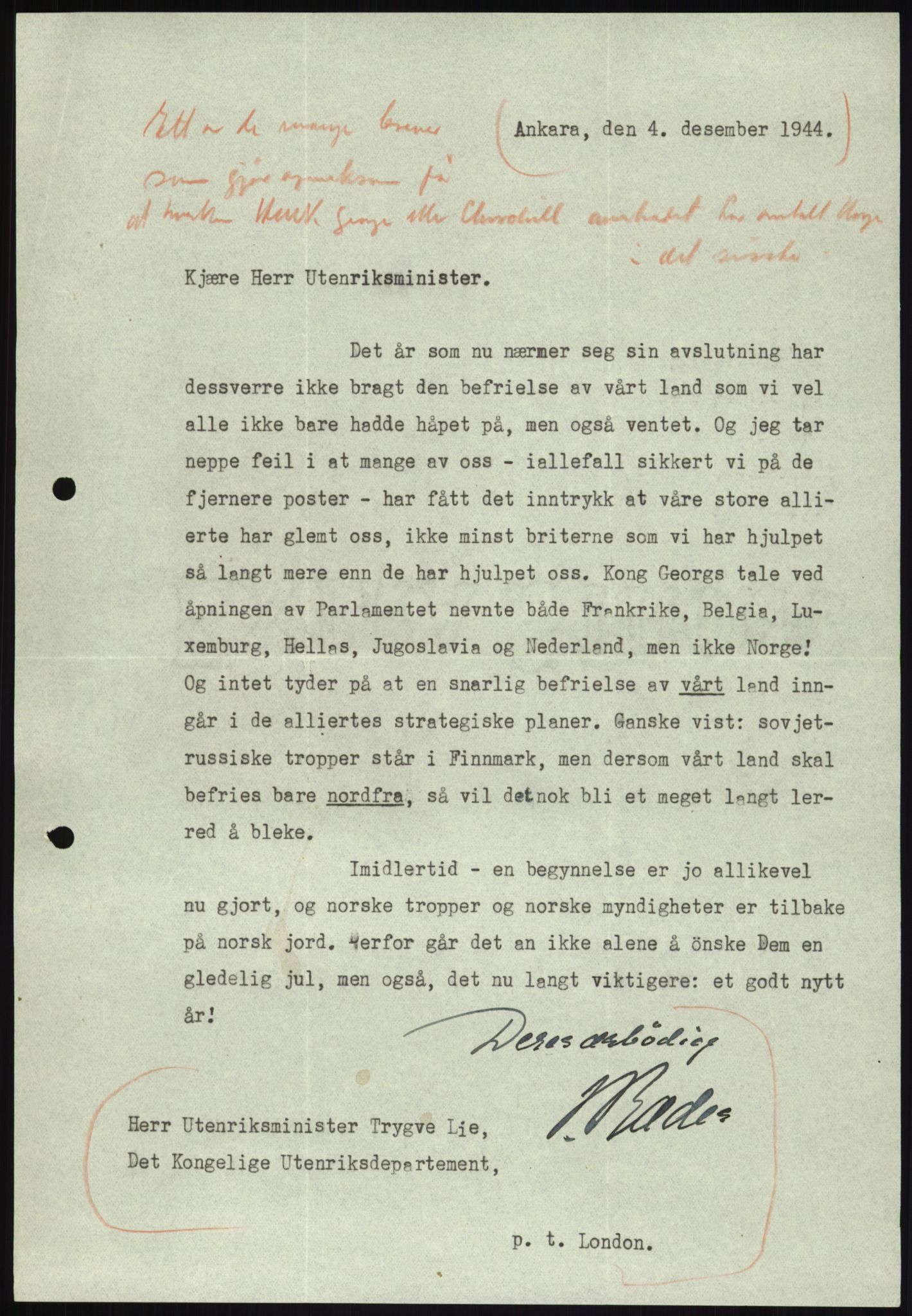 Lie, Trygve, AV/RA-PA-1407/D/L0003: Blandet korrespondanse., 1940-1948, s. 821