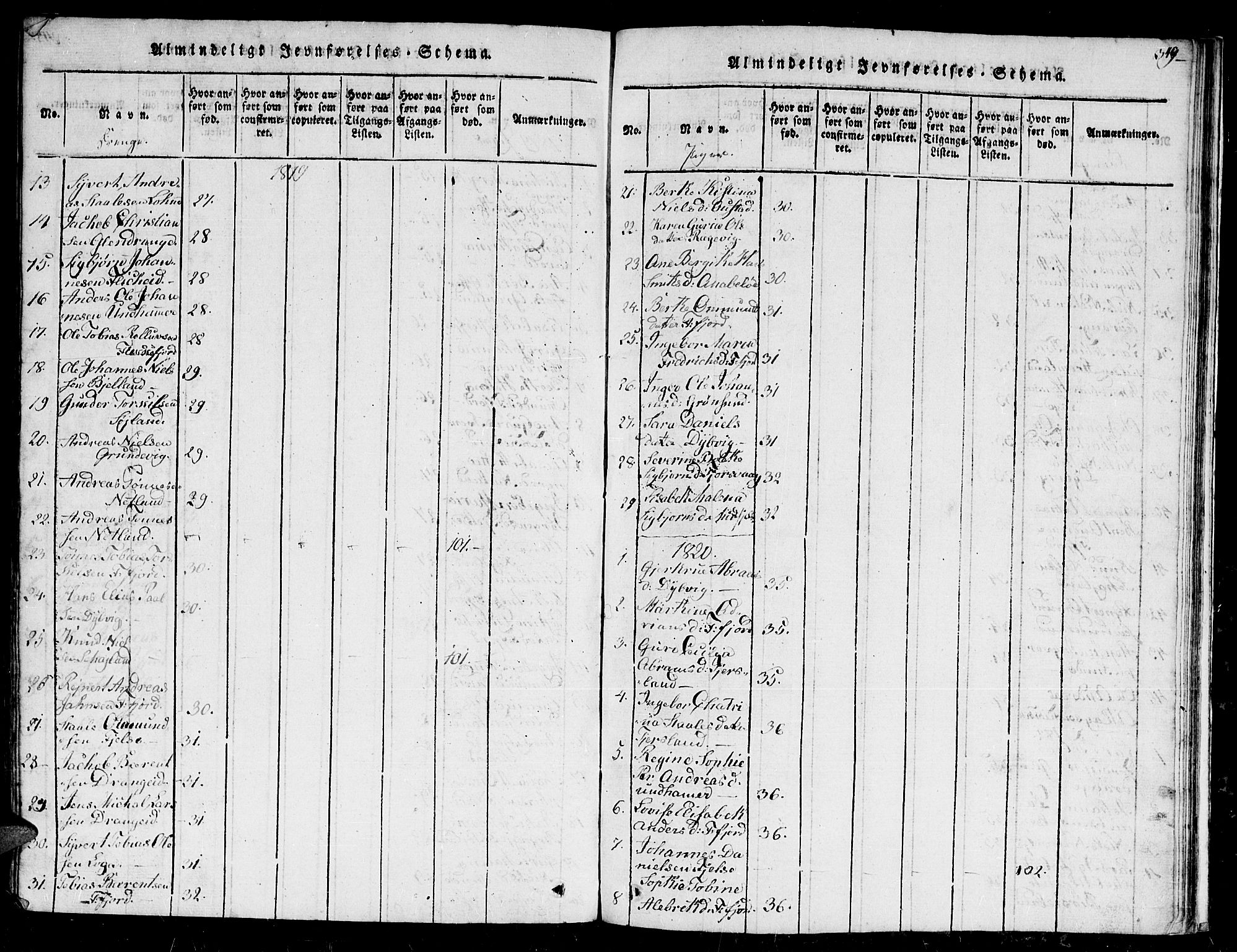 Flekkefjord sokneprestkontor, SAK/1111-0012/F/Fb/Fbc/L0003: Klokkerbok nr. B 3, 1815-1826, s. 349