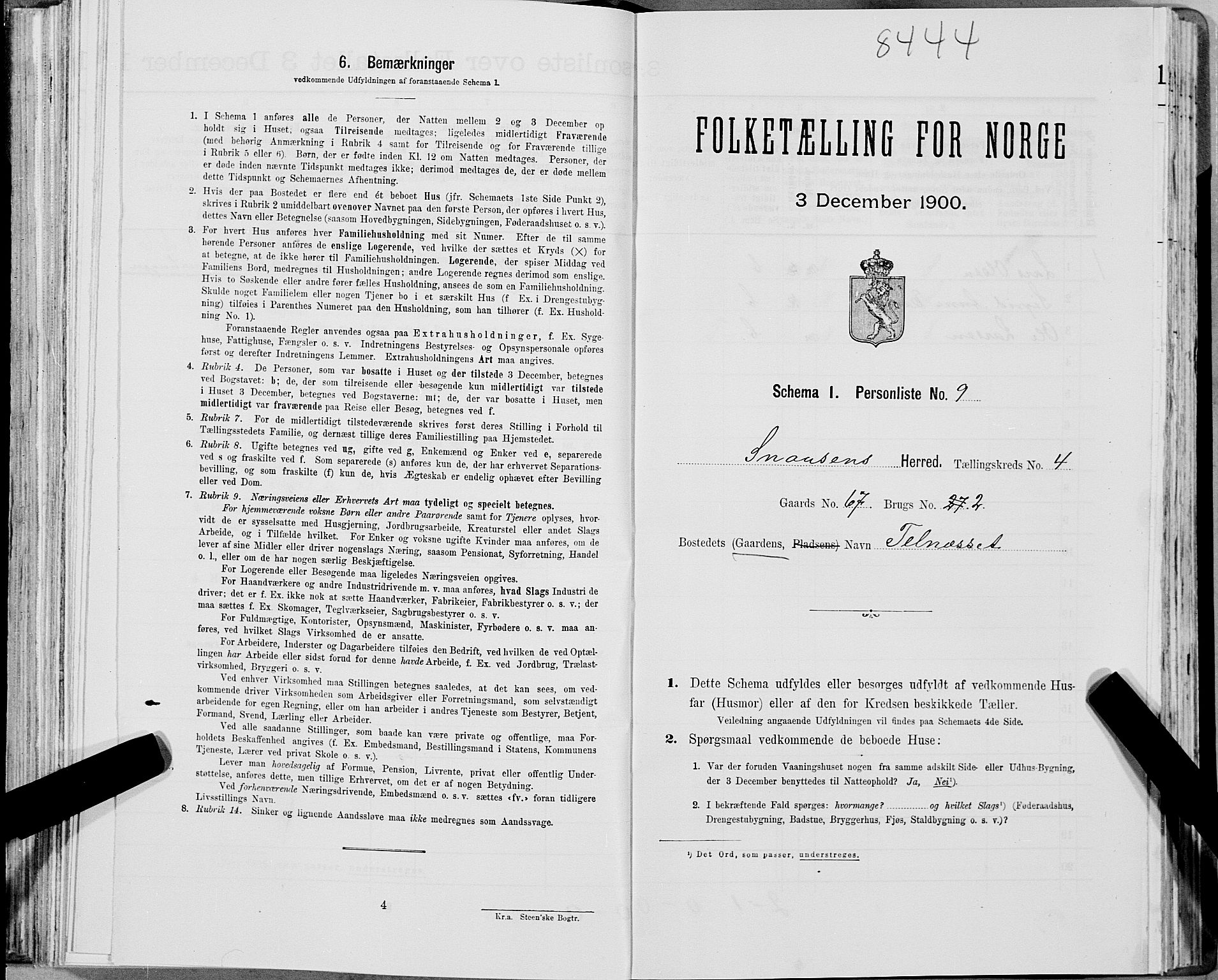 SAT, Folketelling 1900 for 1736 Snåsa herred, 1900, s. 864