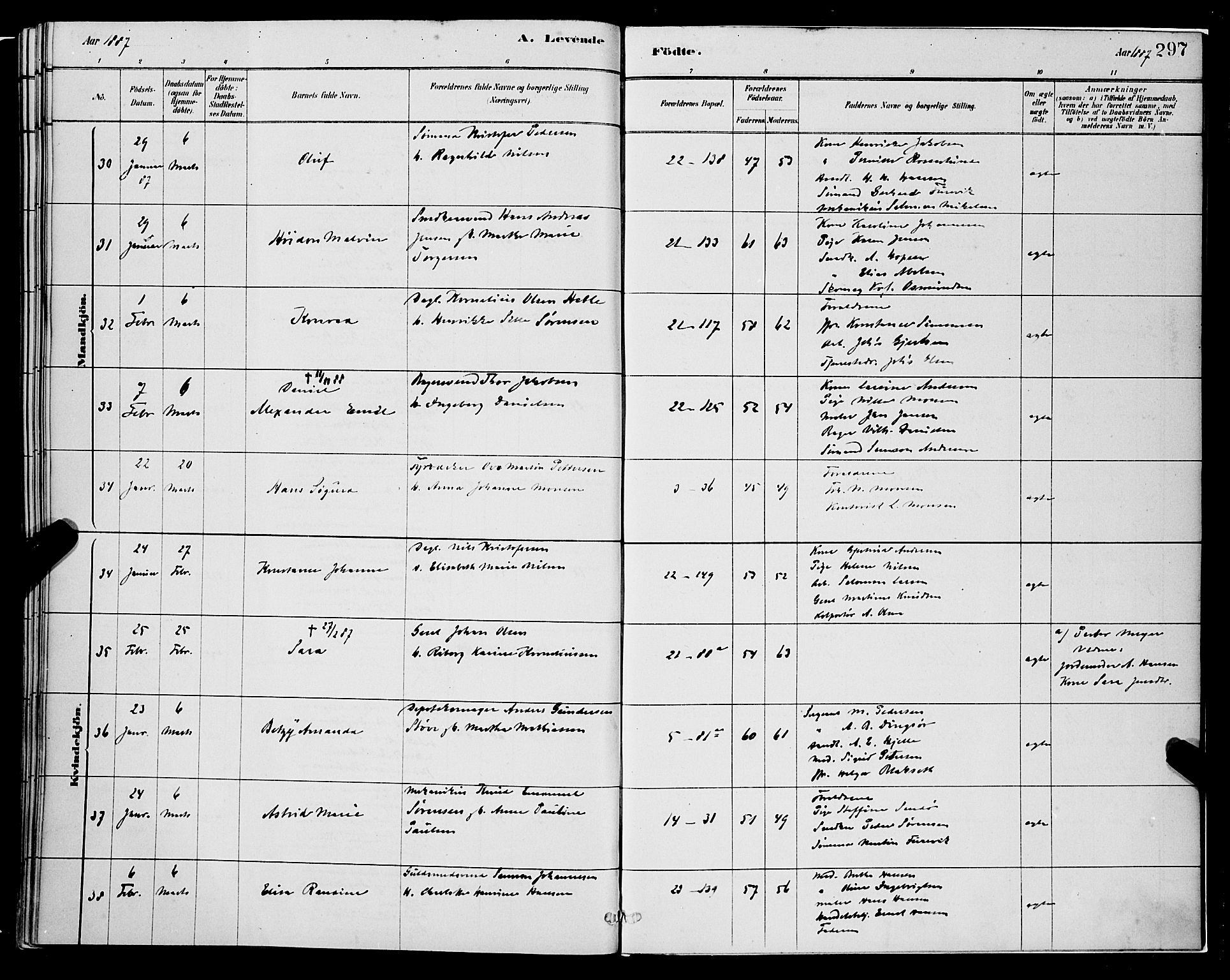 Korskirken sokneprestembete, SAB/A-76101/H/Hab: Klokkerbok nr. B 8, 1878-1887, s. 297