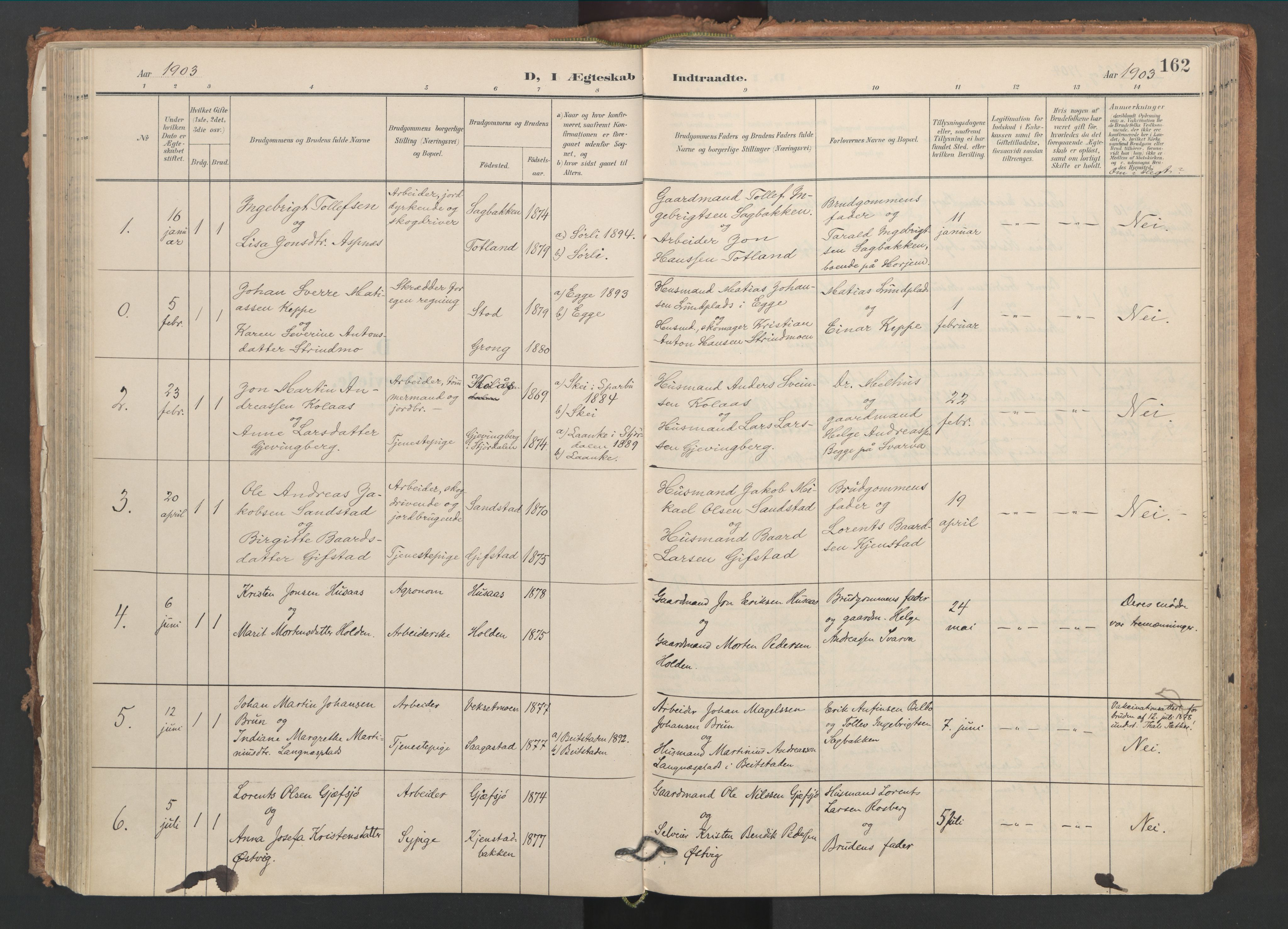 Ministerialprotokoller, klokkerbøker og fødselsregistre - Nord-Trøndelag, AV/SAT-A-1458/749/L0477: Ministerialbok nr. 749A11, 1902-1927, s. 162