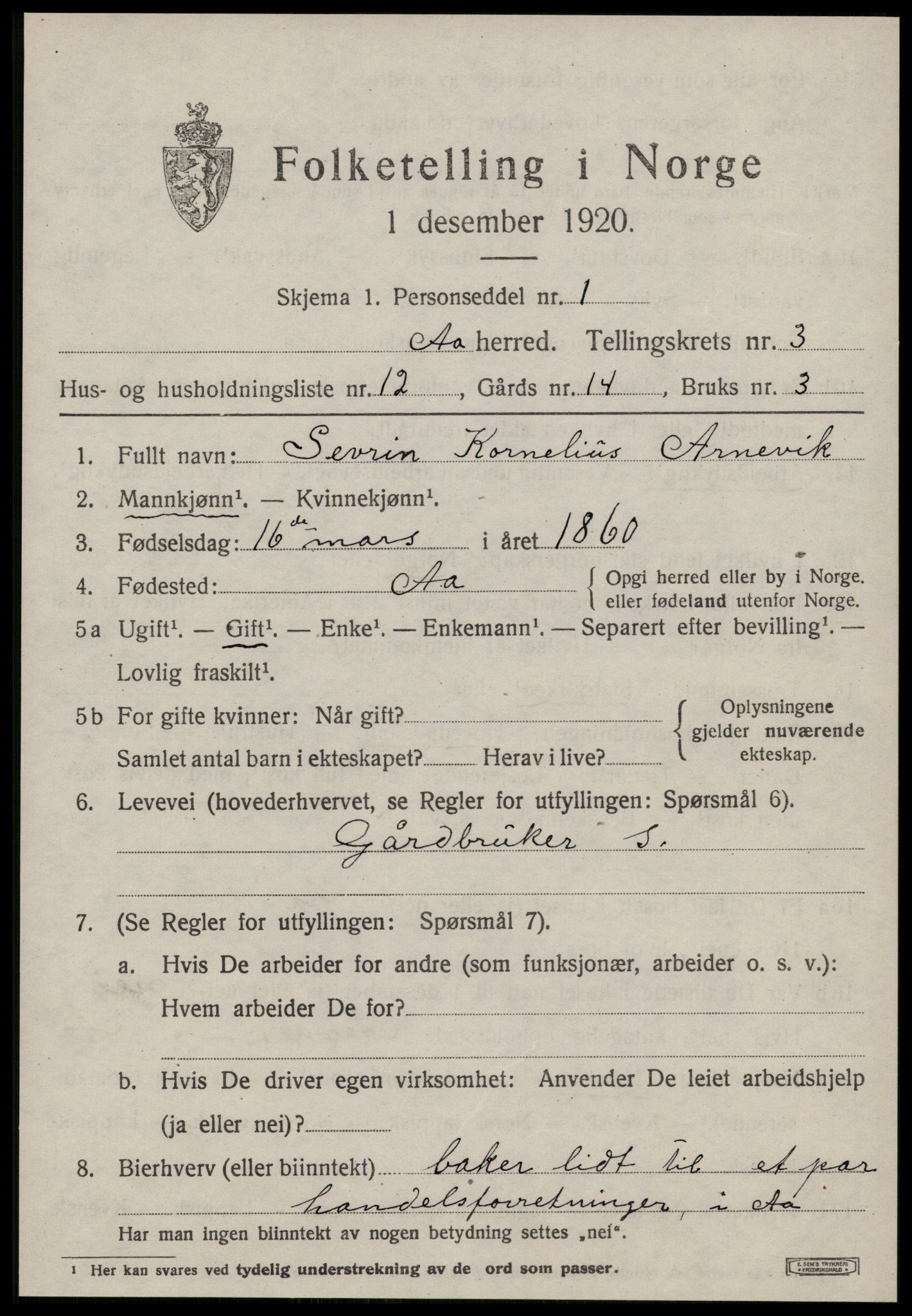 SAT, Folketelling 1920 for 1630 Å herred, 1920, s. 1912