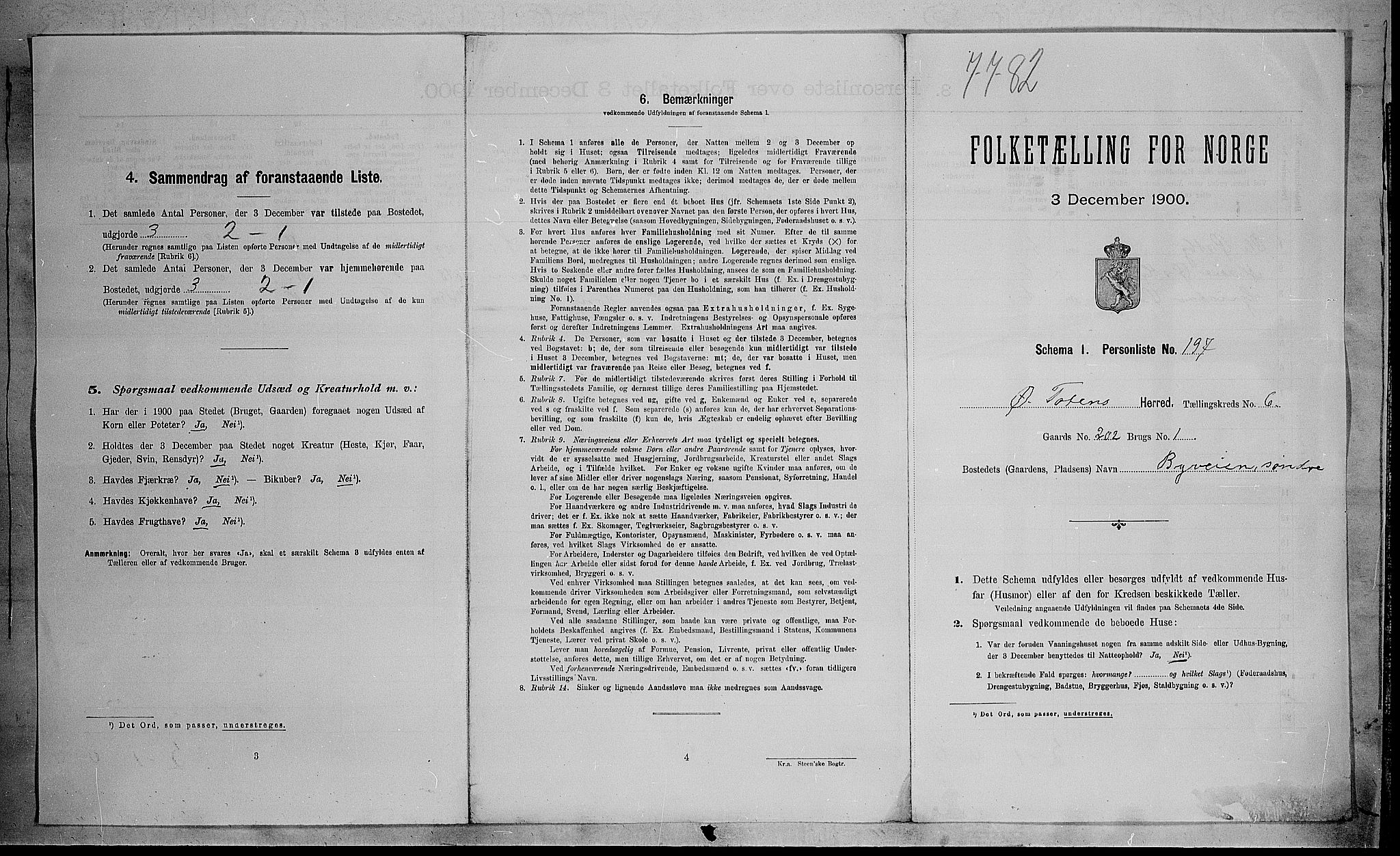 SAH, Folketelling 1900 for 0528 Østre Toten herred, 1900, s. 1779