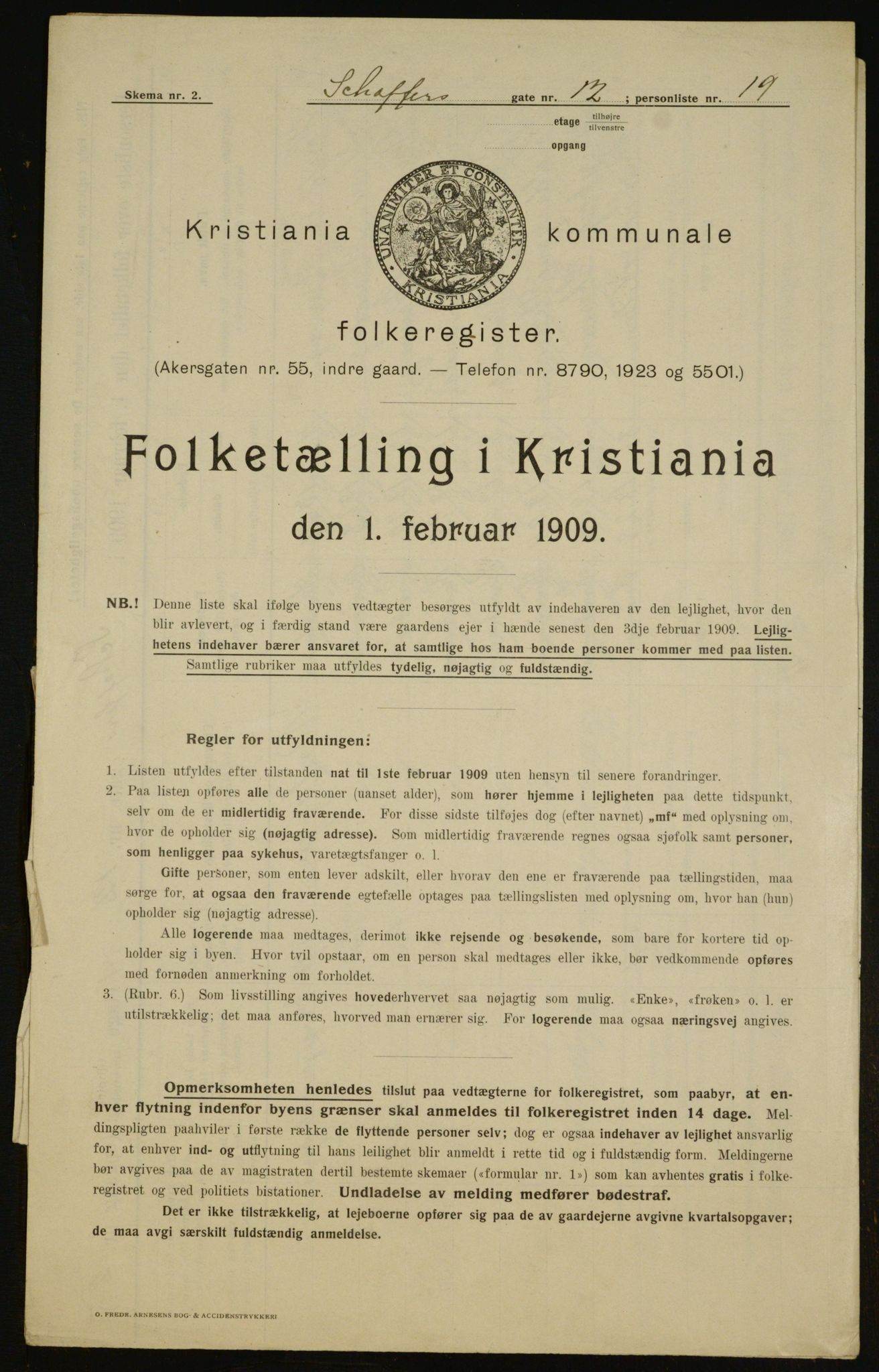 OBA, Kommunal folketelling 1.2.1909 for Kristiania kjøpstad, 1909, s. 84710