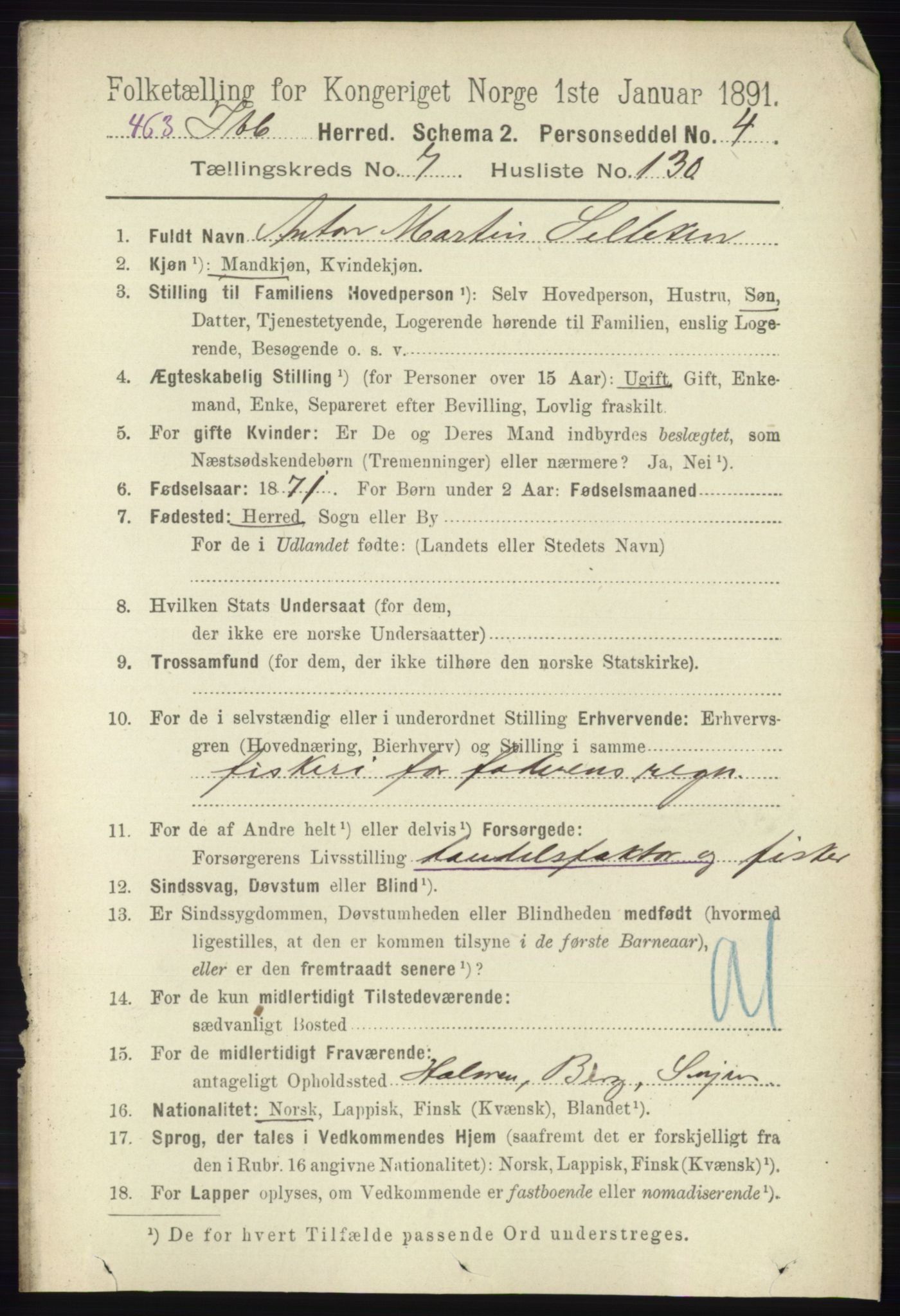 RA, Folketelling 1891 for 1917 Ibestad herred, 1891, s. 5056