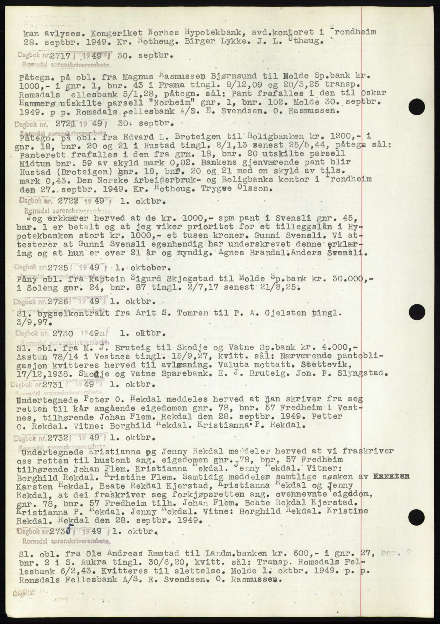Romsdal sorenskriveri, SAT/A-4149/1/2/2C: Pantebok nr. C2, 1949-1951, Dagboknr: 2717/1949