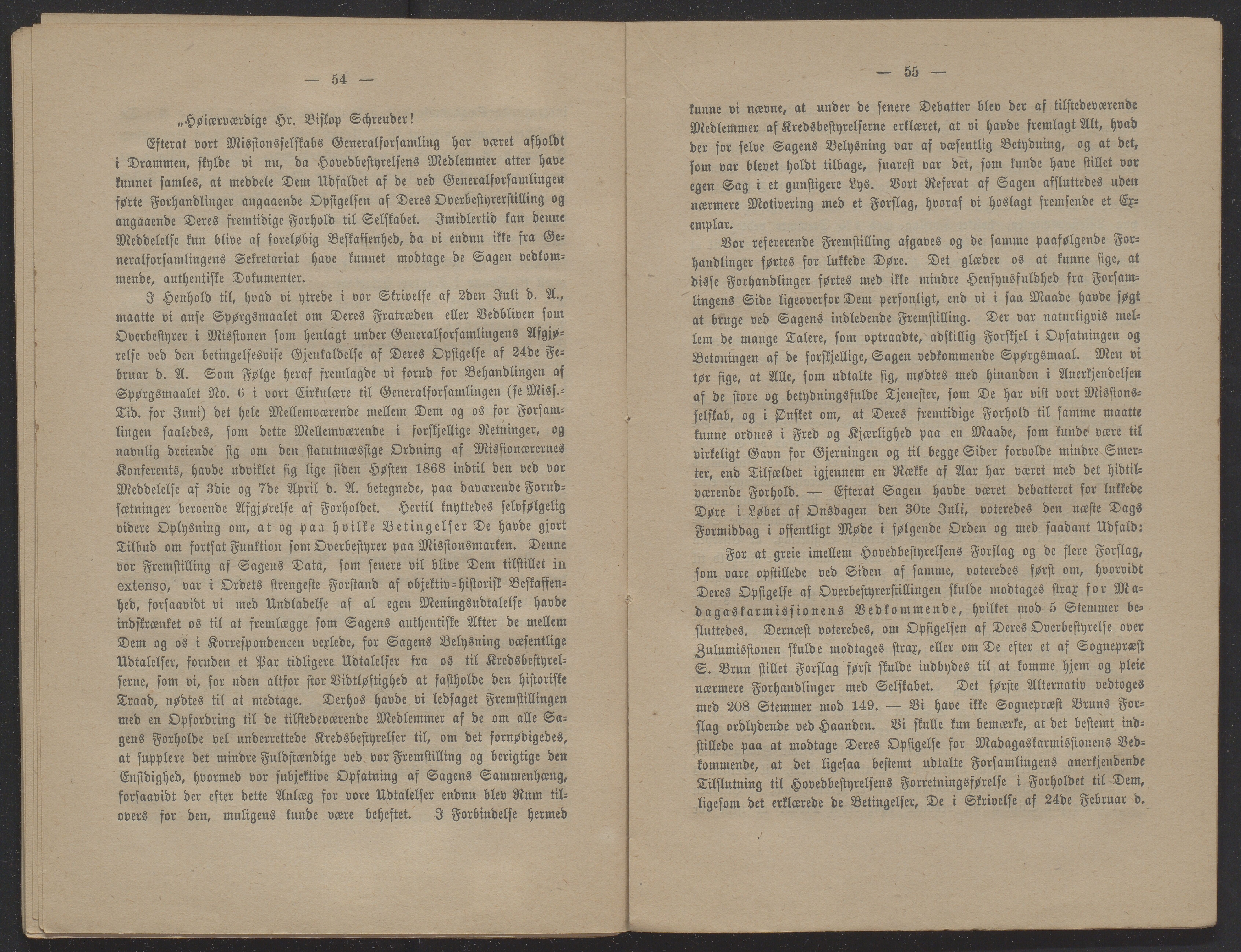 Det Norske Misjonsselskap - hovedadministrasjonen, VID/MA-A-1045/D/Db/Dba/L0338/0002: Beretninger, Bøker, Skrifter o.l   / Årsberetninger 32, 1874, s. 54-55