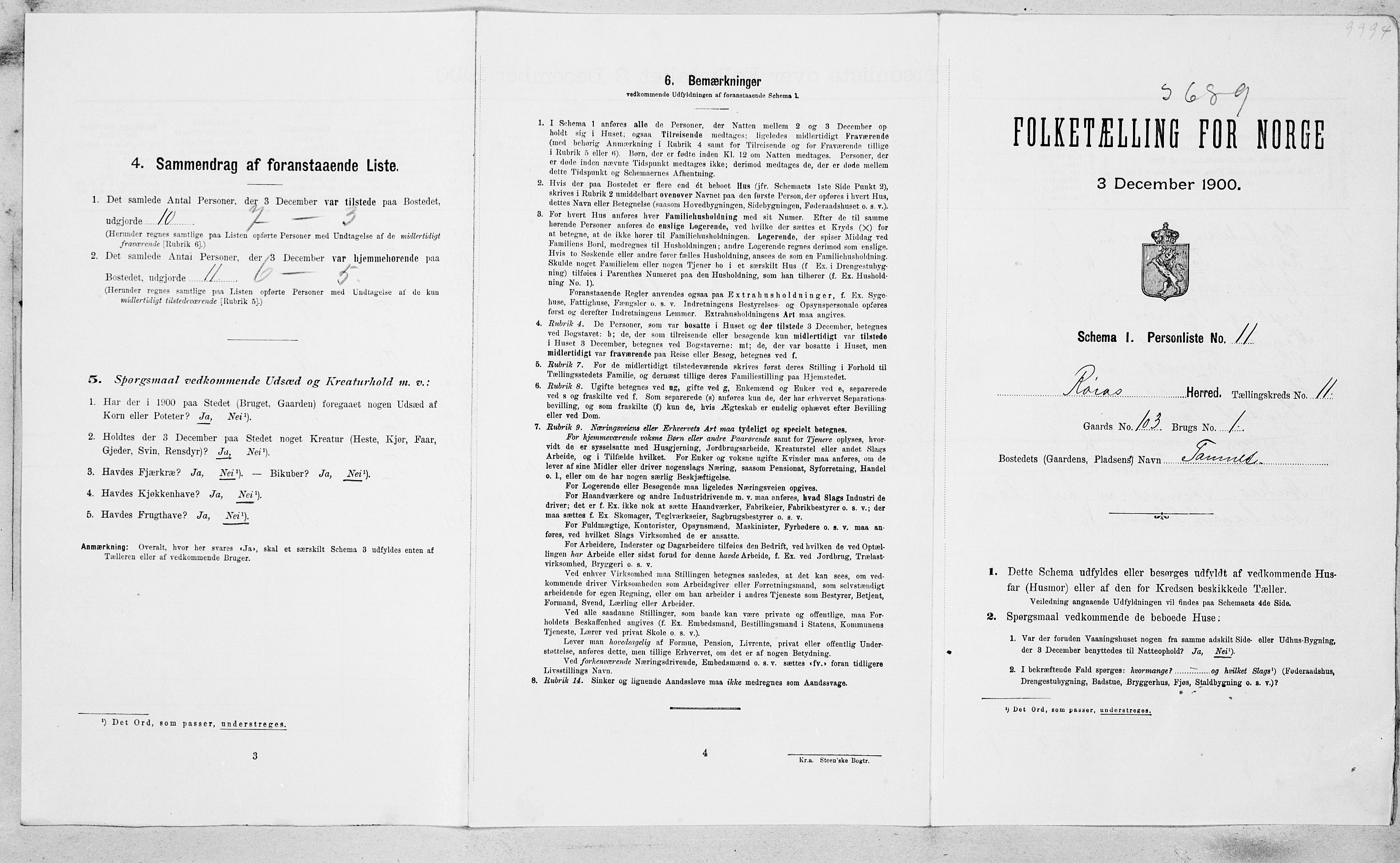 SAT, Folketelling 1900 for 1640 Røros herred, 1900, s. 1164