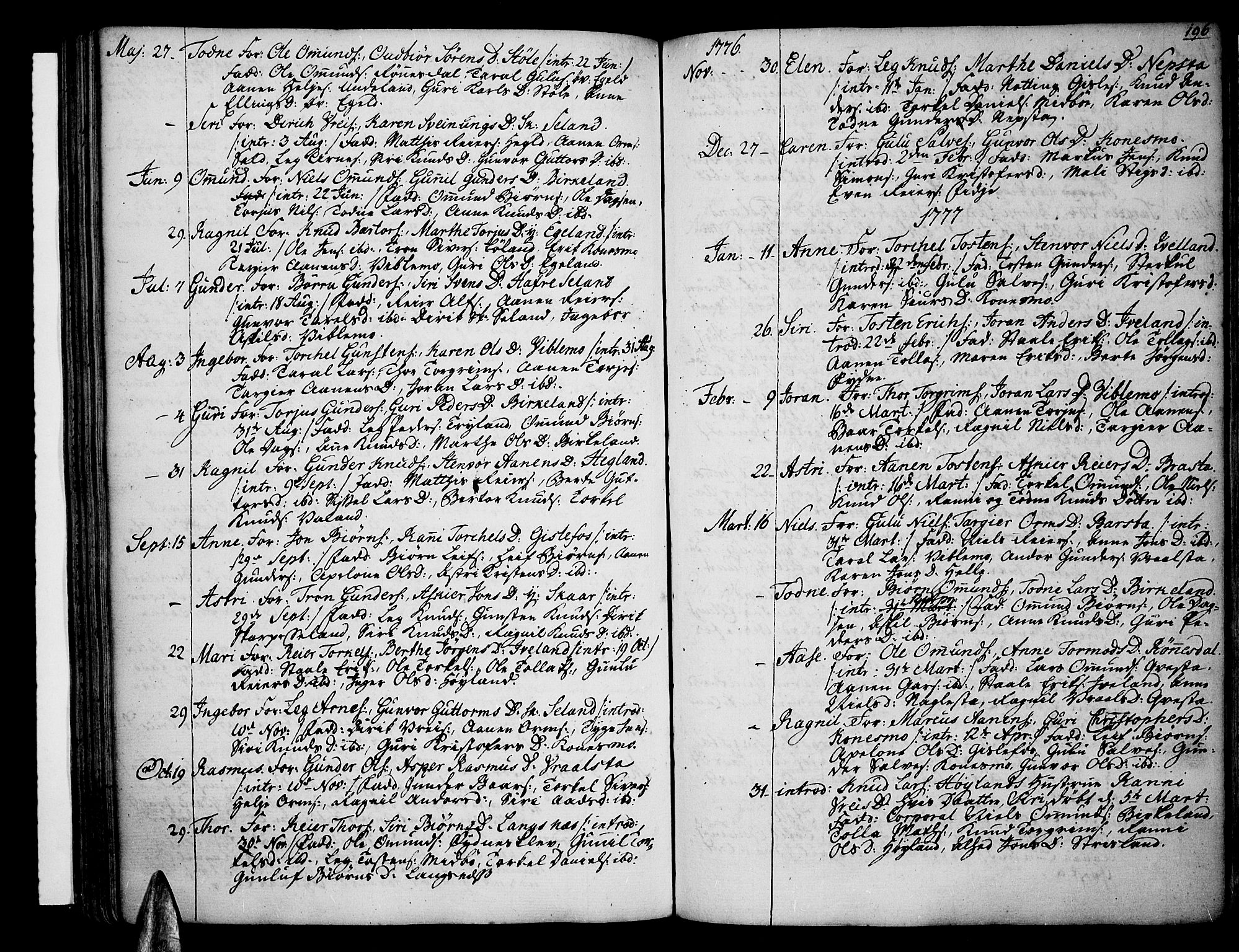 Sør-Audnedal sokneprestkontor, AV/SAK-1111-0039/F/Fa/Fab/L0002: Ministerialbok nr. A 2 /4, 1768-1814, s. 196