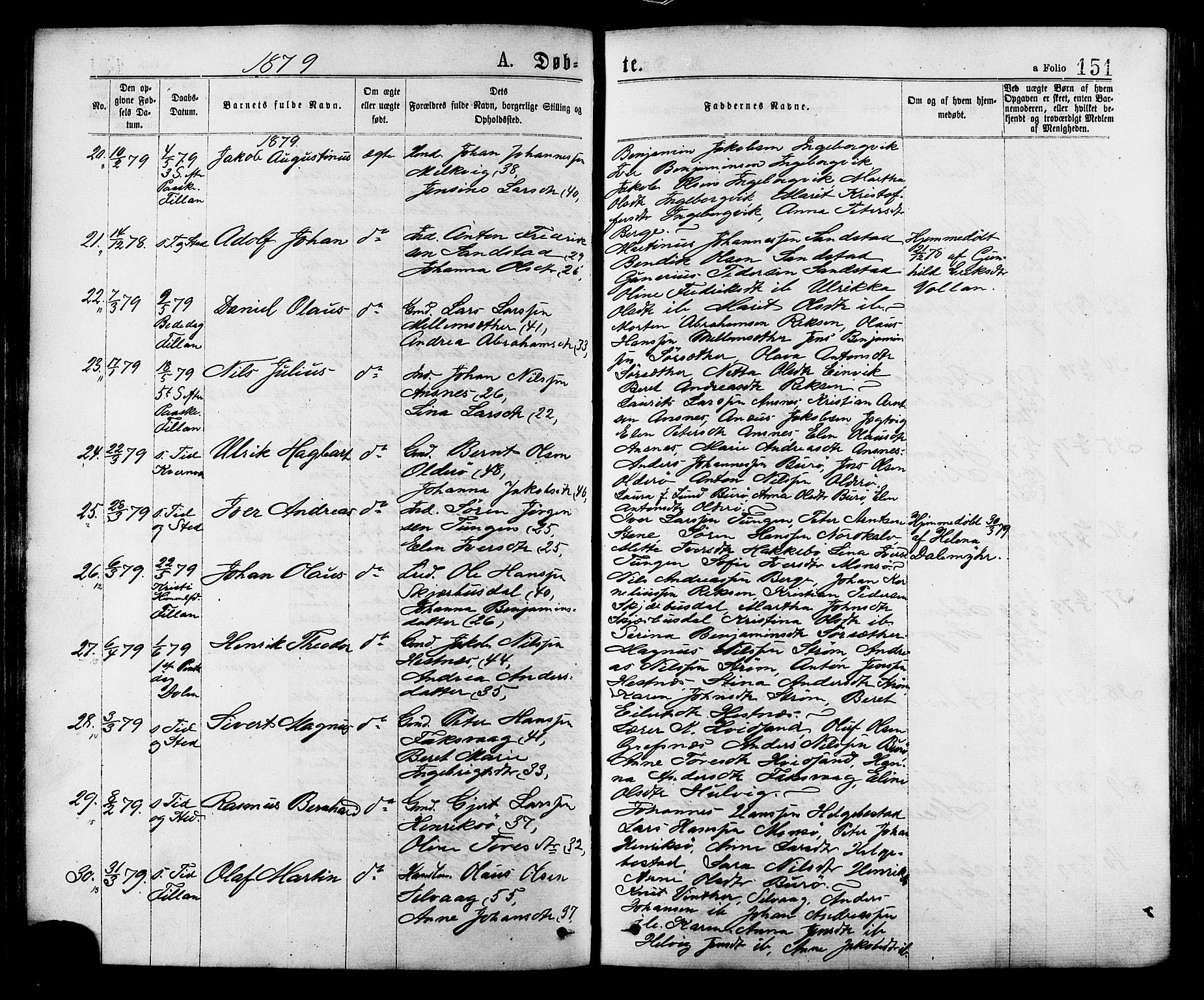 Ministerialprotokoller, klokkerbøker og fødselsregistre - Sør-Trøndelag, SAT/A-1456/634/L0532: Ministerialbok nr. 634A08, 1871-1881, s. 151