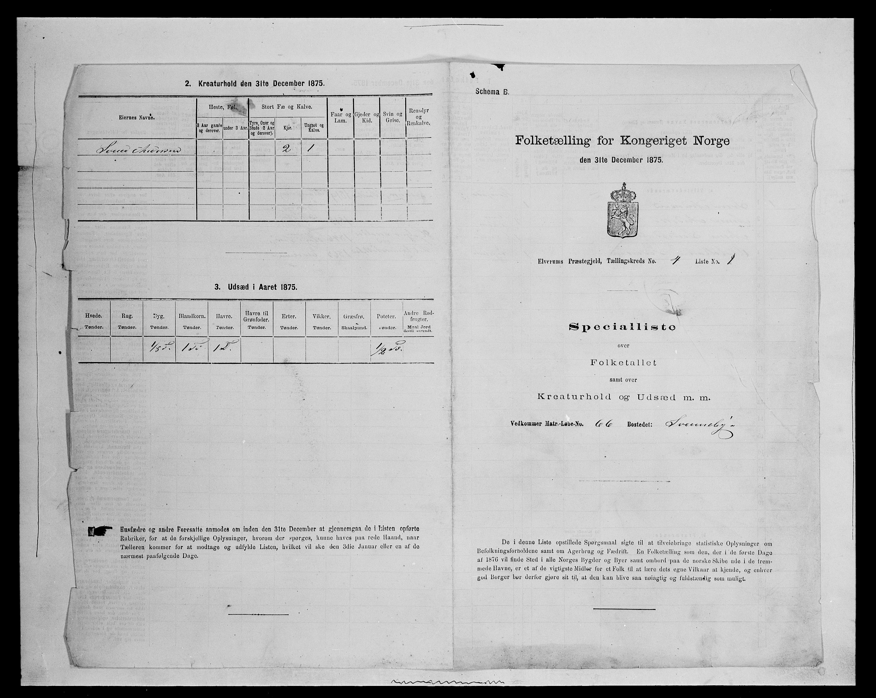 SAH, Folketelling 1875 for 0427P Elverum prestegjeld, 1875, s. 946