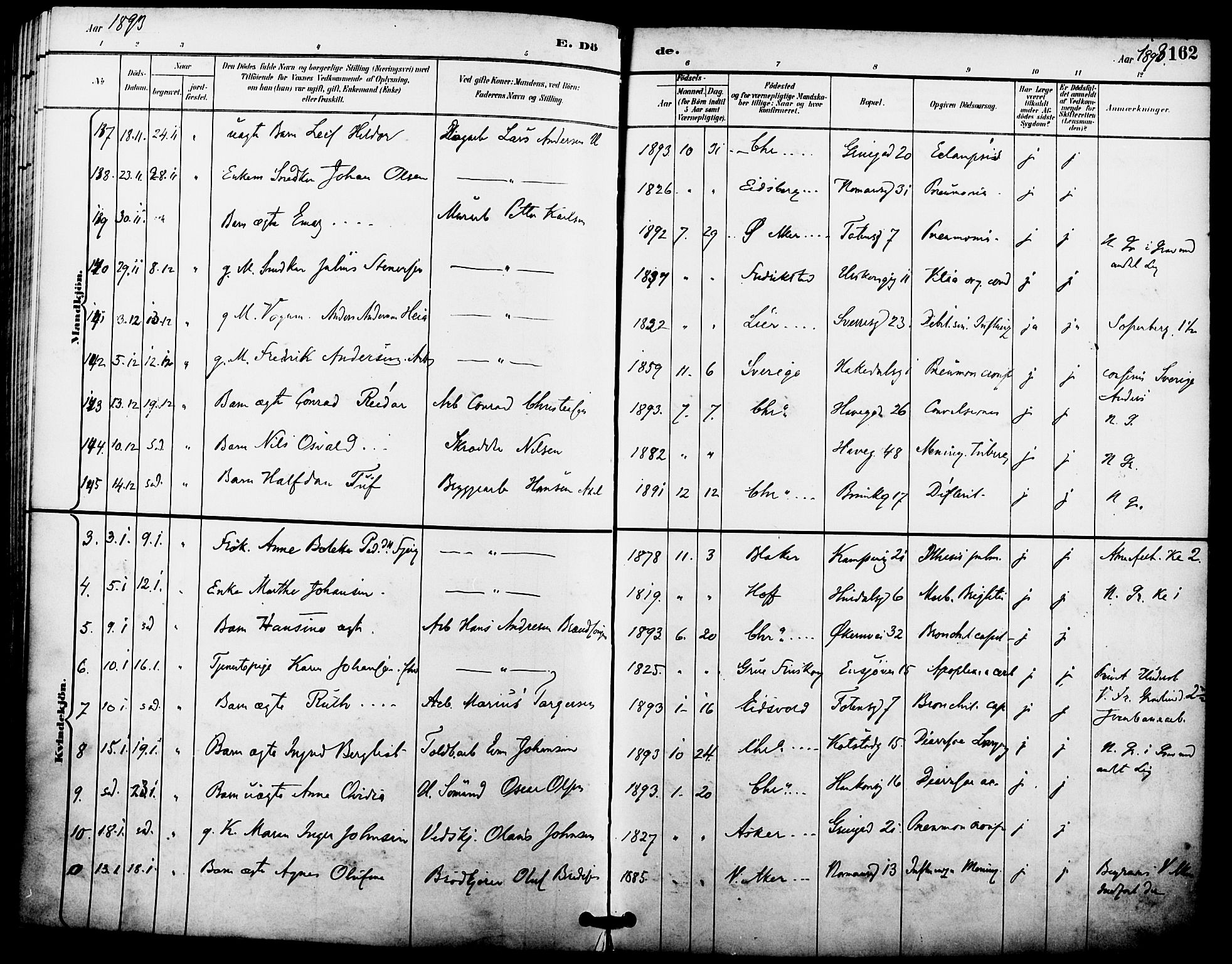 Kampen prestekontor Kirkebøker, AV/SAO-A-10853/F/Fa/L0008: Ministerialbok nr. I 8, 1892-1902, s. 162
