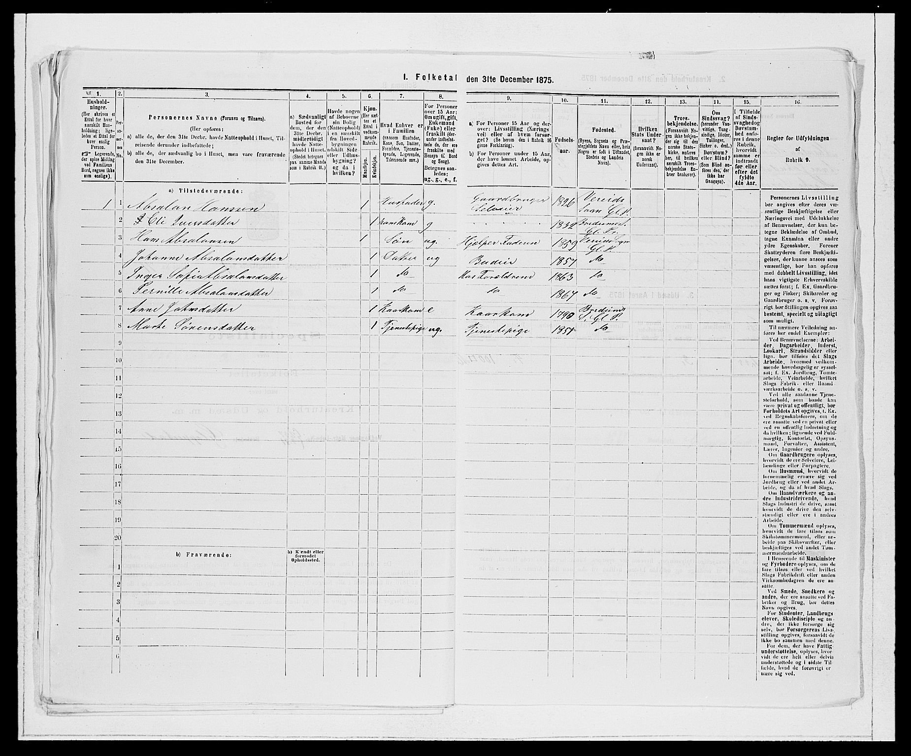 SAB, Folketelling 1875 for 1445P Gloppen prestegjeld, 1875, s. 176